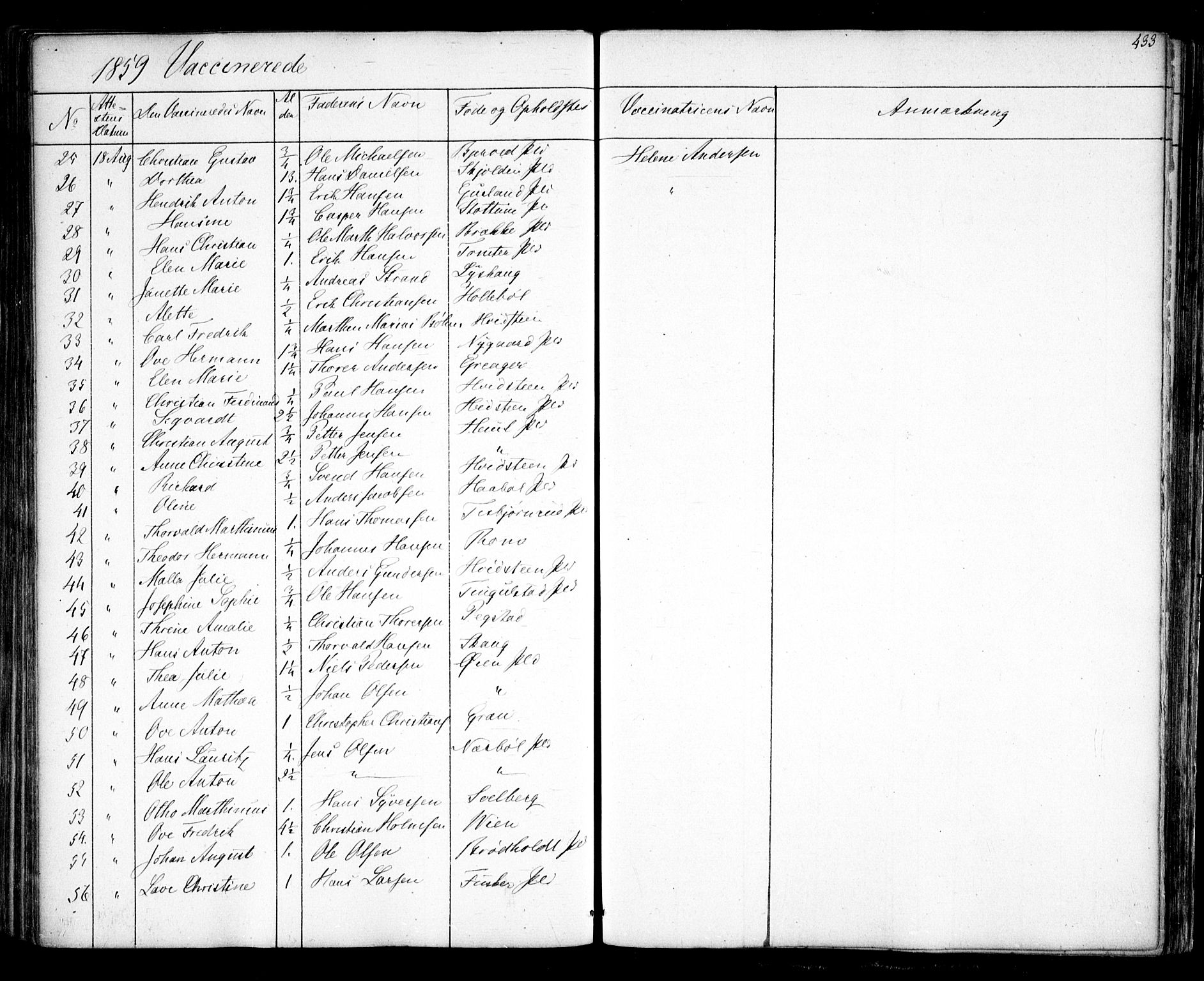 Hobøl prestekontor Kirkebøker, AV/SAO-A-2002/F/Fa/L0003: Parish register (official) no. I 3, 1842-1864, p. 433