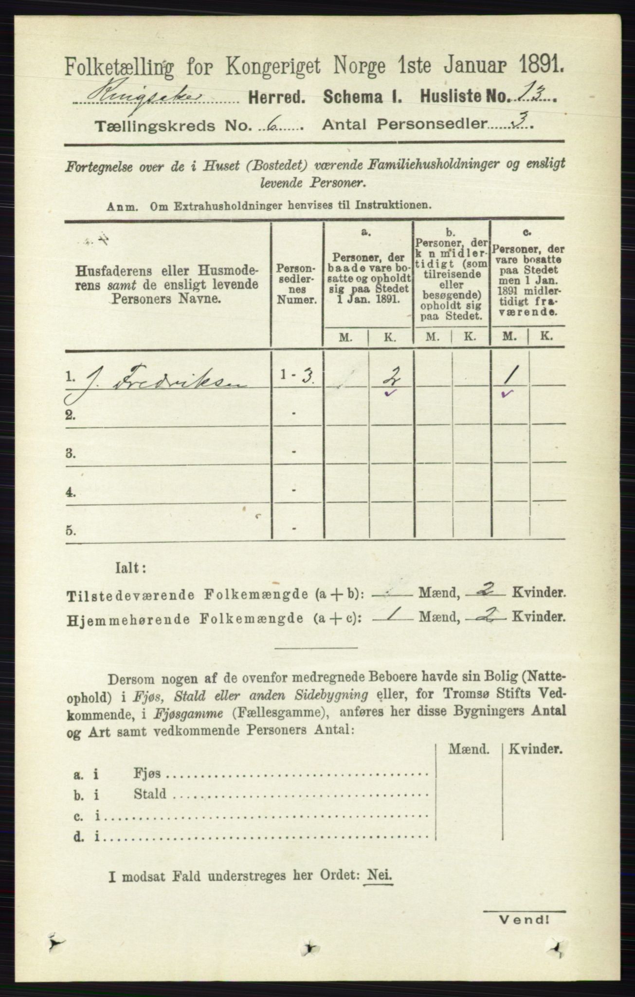 RA, 1891 census for 0412 Ringsaker, 1891, p. 3098