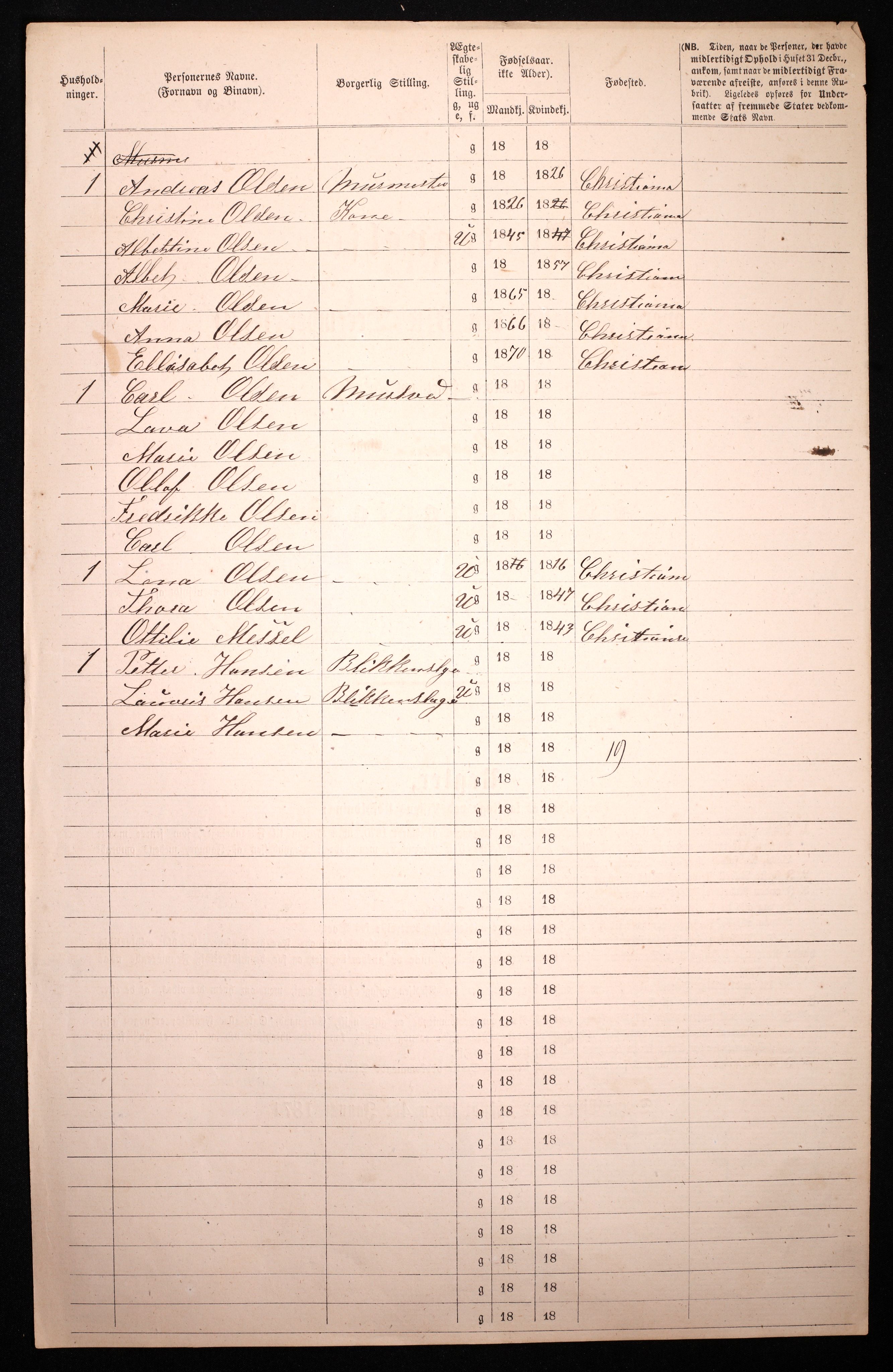 RA, 1870 census for 0301 Kristiania, 1870, p. 239