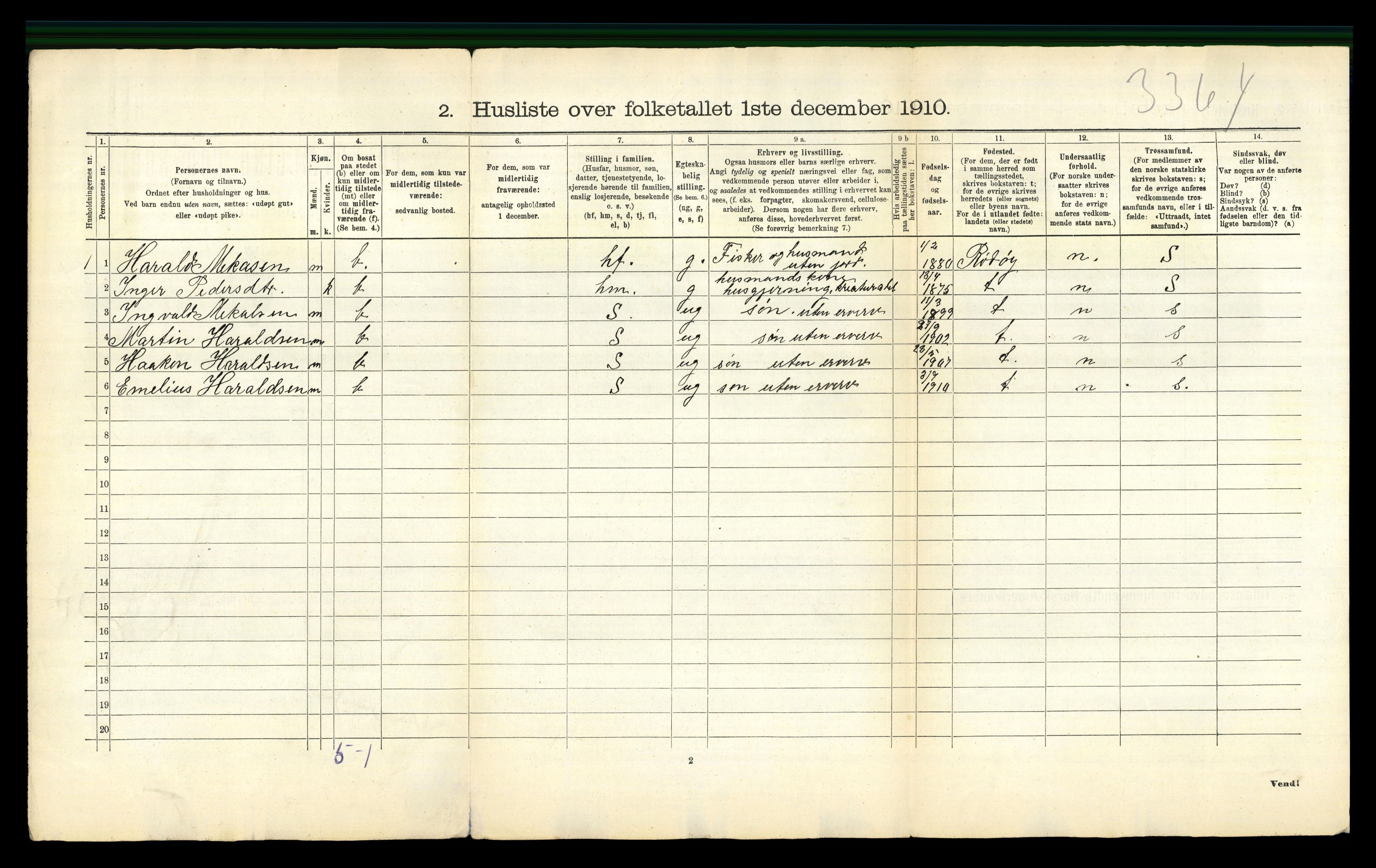 RA, 1910 census for Lurøy, 1910, p. 37