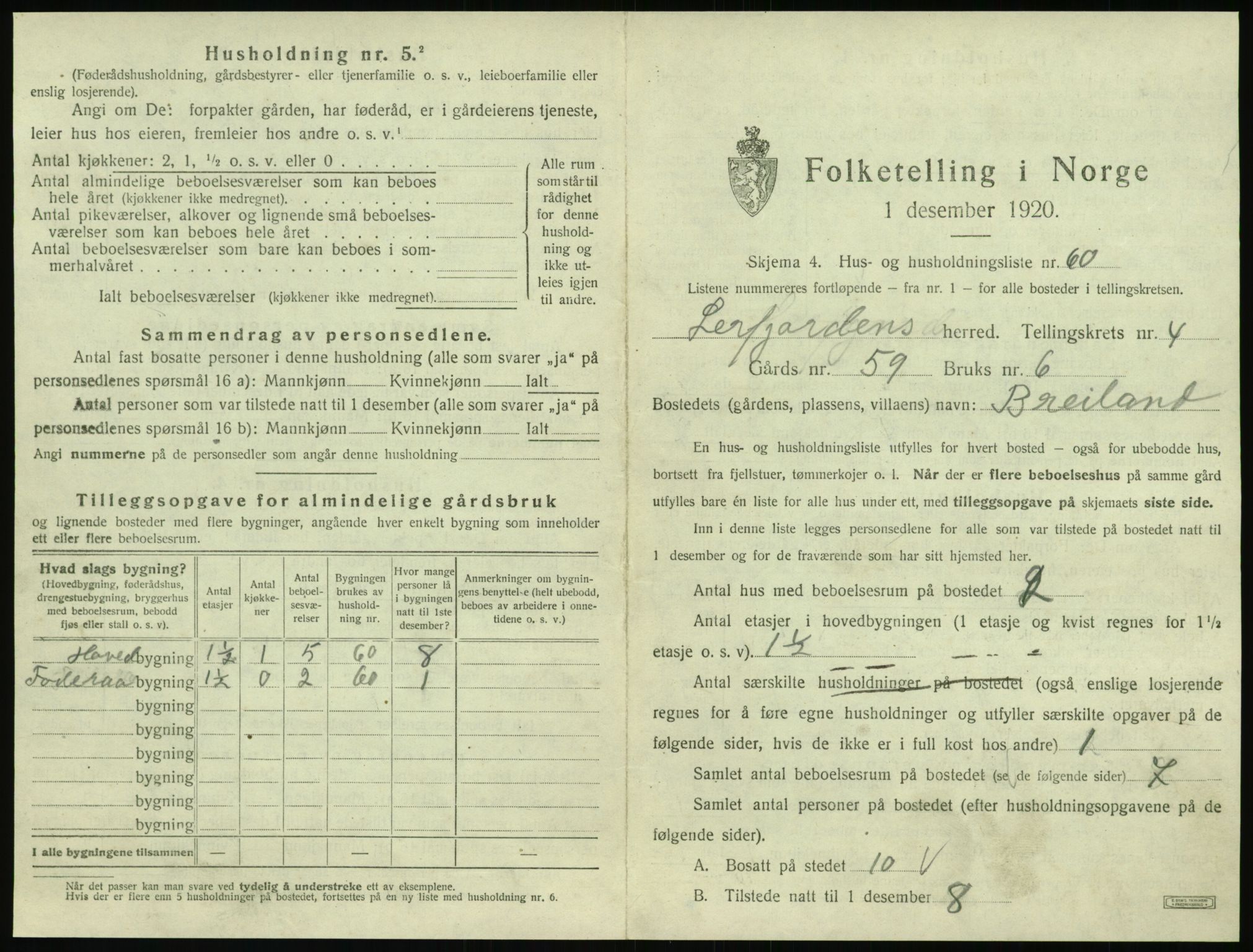 SAT, 1920 census for Leirfjord, 1920, p. 433