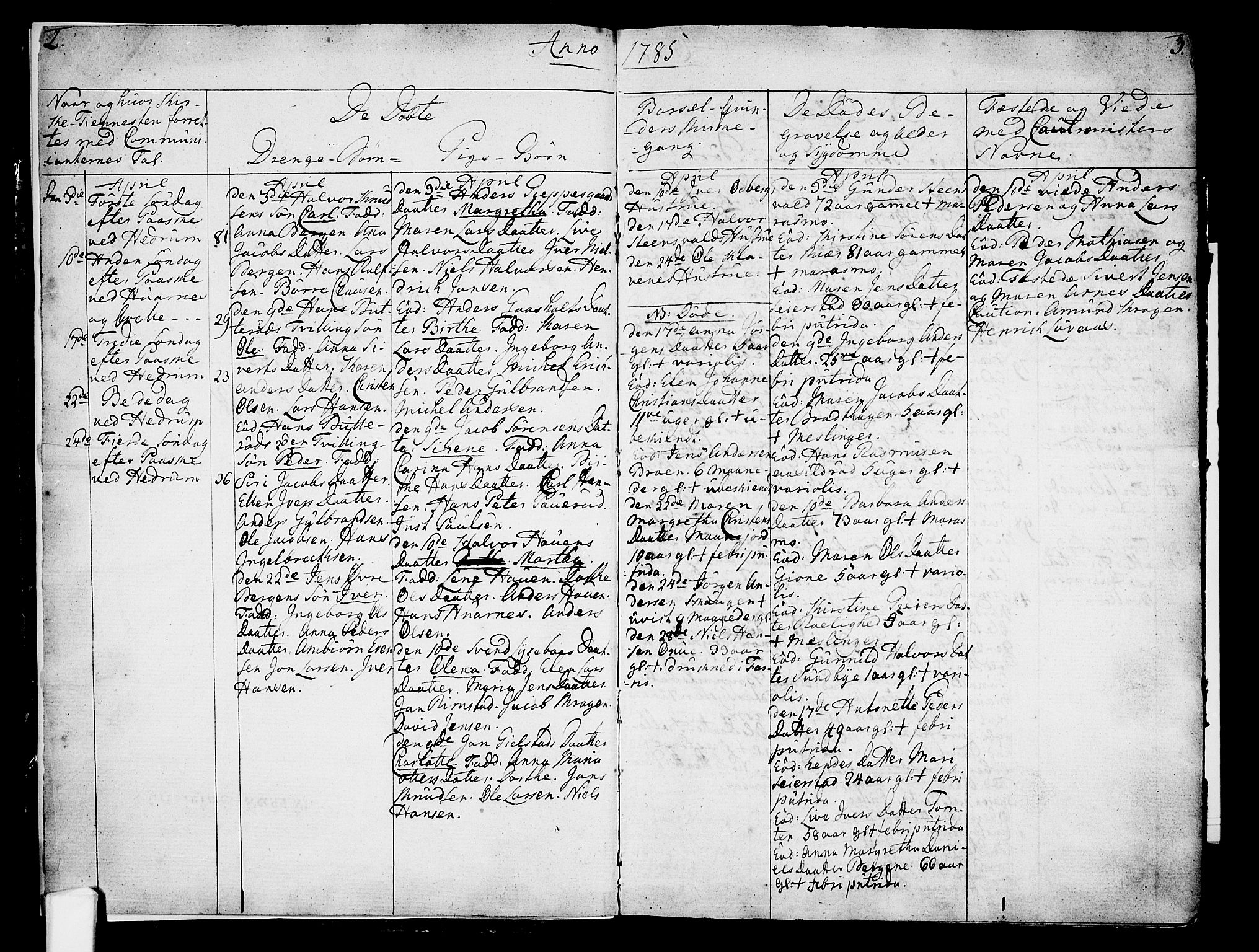 Hedrum kirkebøker, AV/SAKO-A-344/F/Fa/L0002: Parish register (official) no. I 2, 1785-1807, p. 2-3