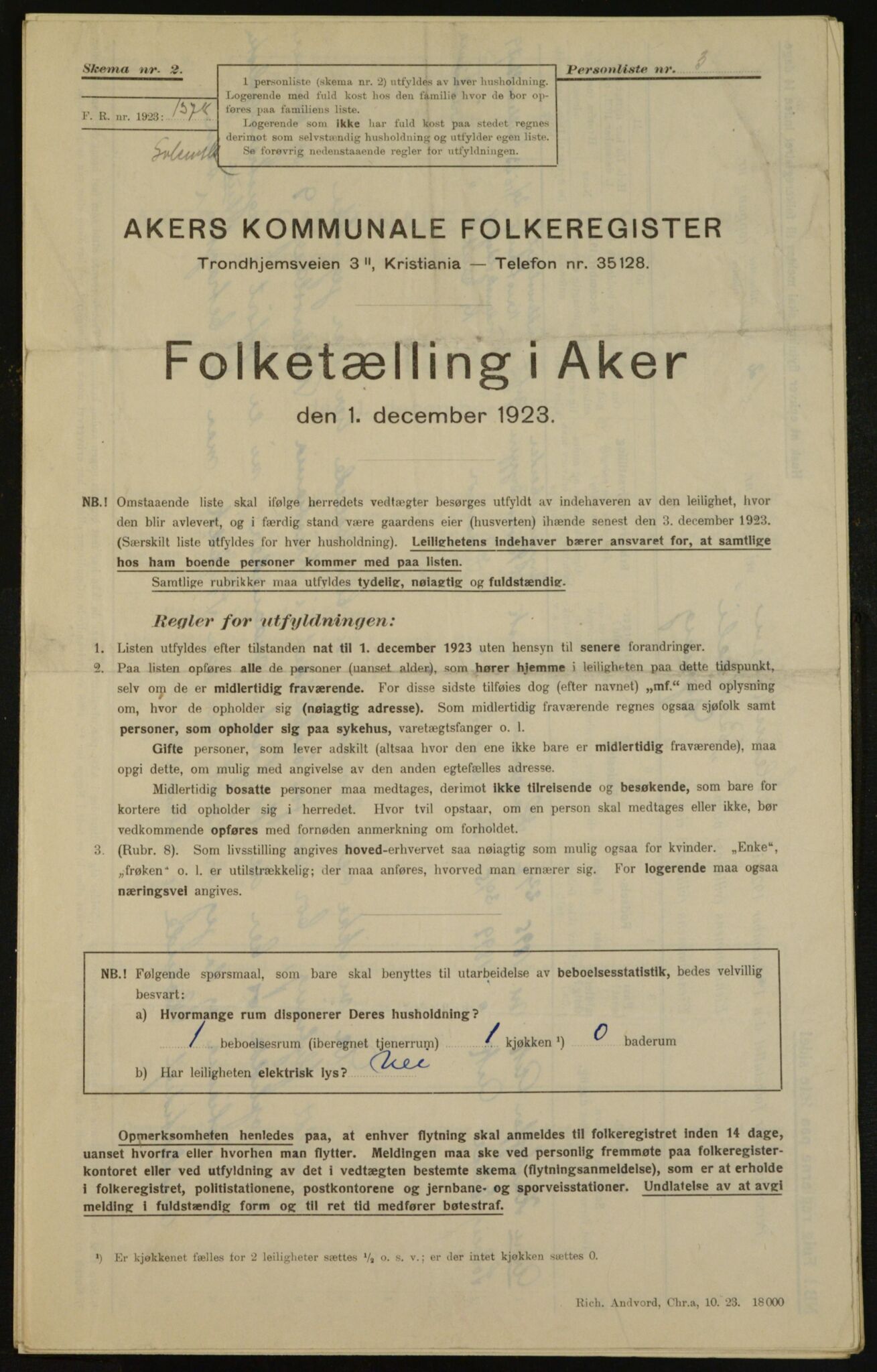 , Municipal Census 1923 for Aker, 1923, p. 31113