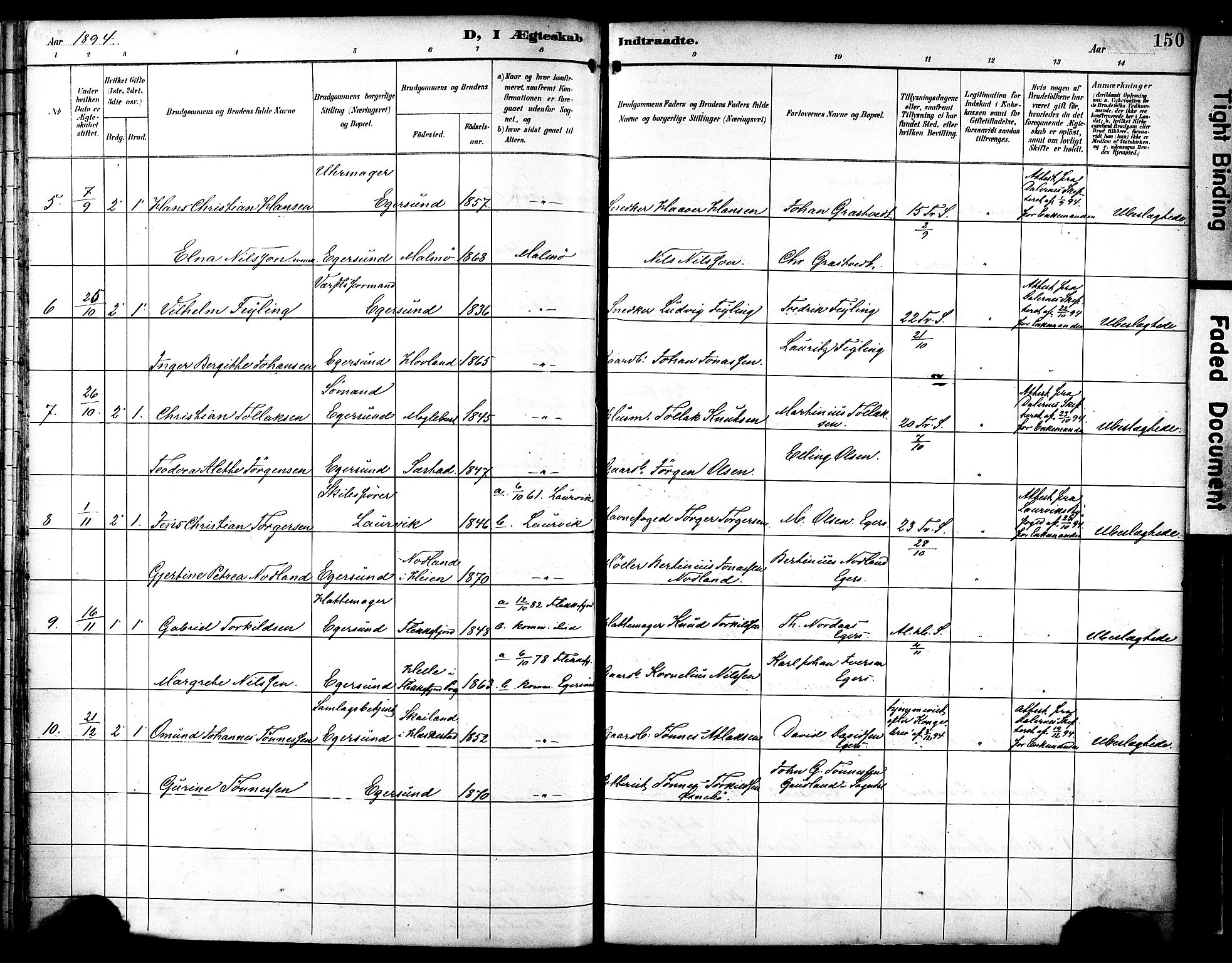 Eigersund sokneprestkontor, AV/SAST-A-101807/S08/L0019: Parish register (official) no. A 18, 1892-1905, p. 150