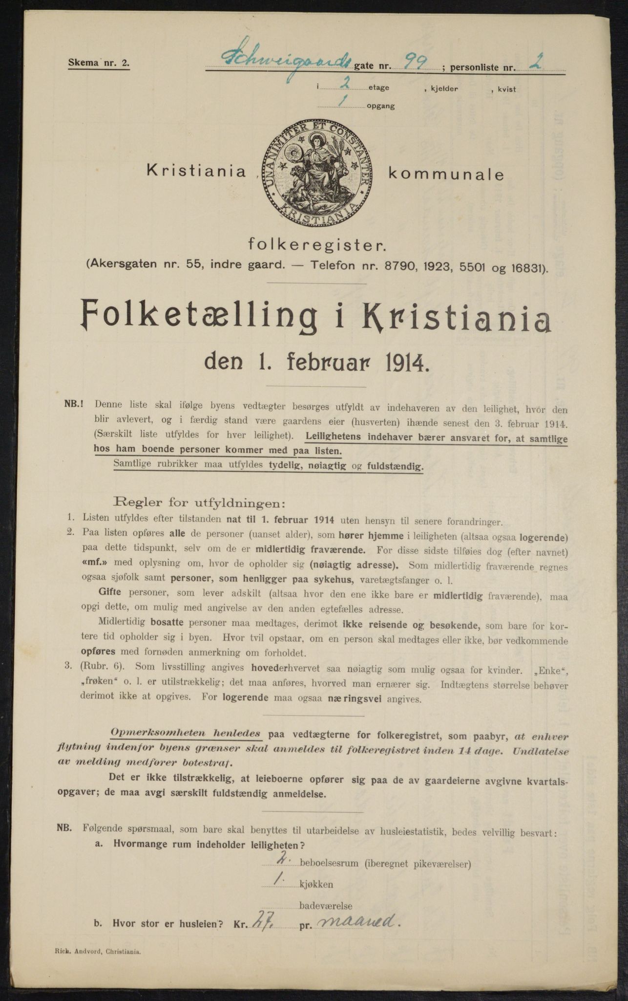 OBA, Municipal Census 1914 for Kristiania, 1914, p. 92468