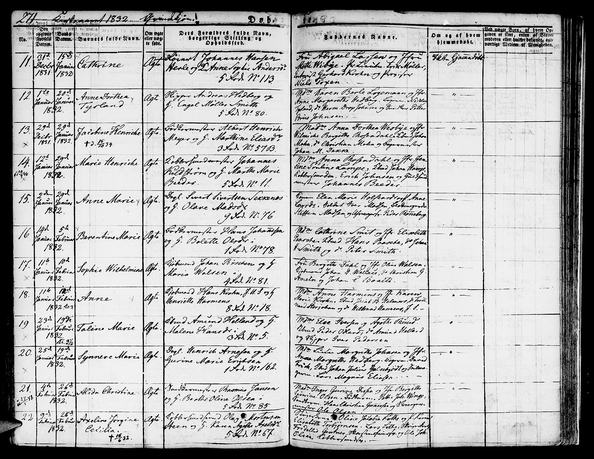 Nykirken Sokneprestembete, SAB/A-77101/H/Hab: Parish register (copy) no. A 5I, 1821-1841, p. 271