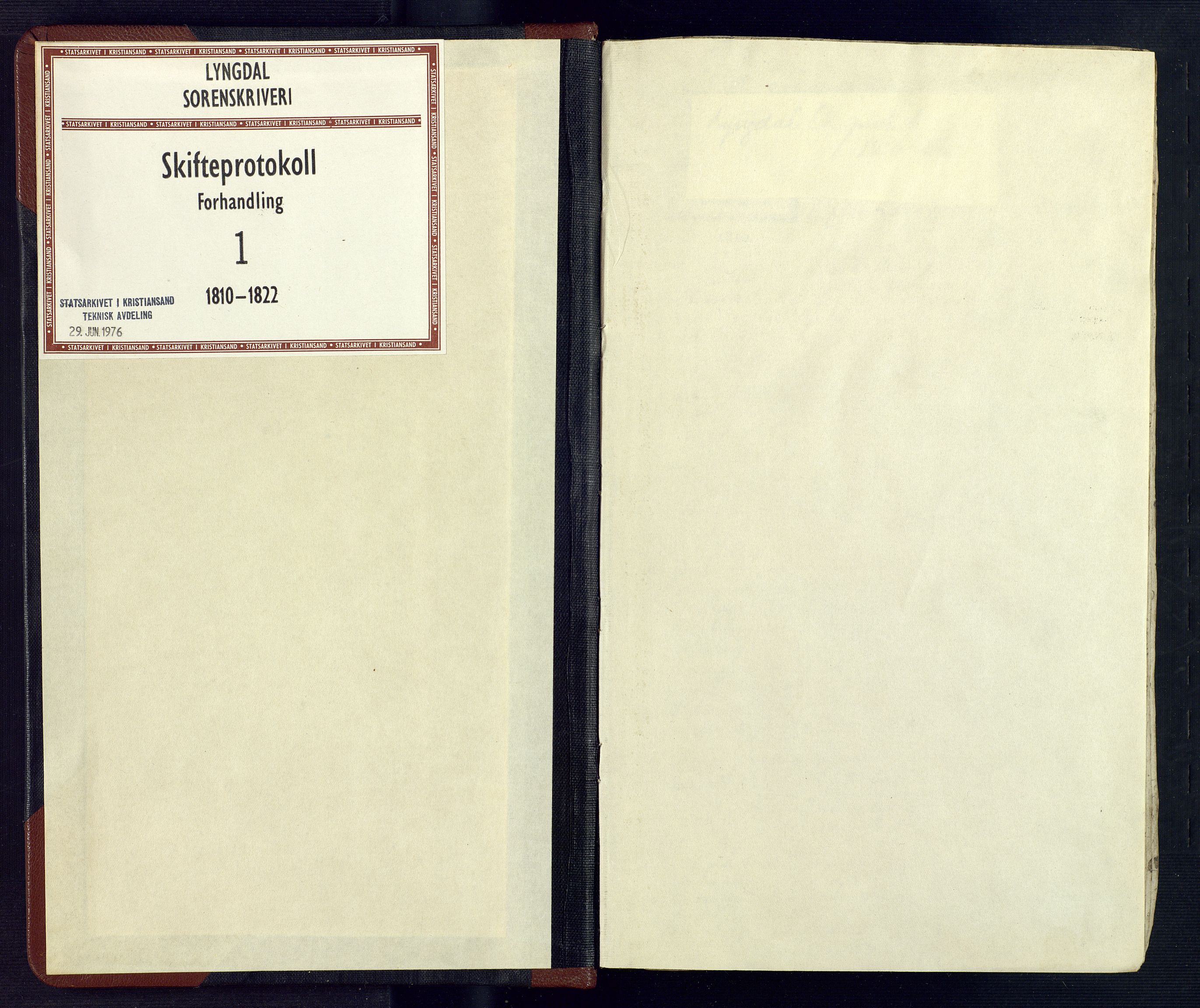 Lyngdal sorenskriveri, AV/SAK-1221-0004/H/Hc/L0866: Skiftebehandlingsprotokoll nr. 1, 1810-1822