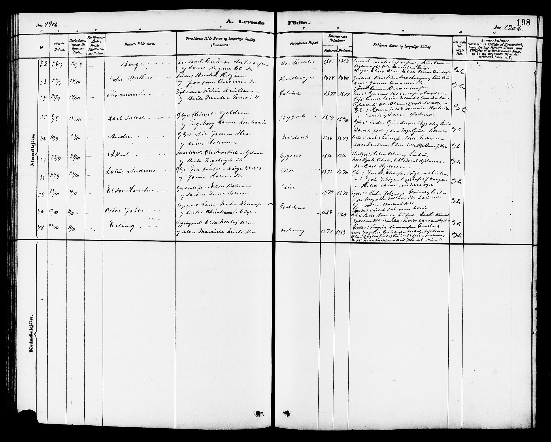 Avaldsnes sokneprestkontor, AV/SAST-A -101851/H/Ha/Hab/L0007: Parish register (copy) no. B 7, 1885-1909, p. 198