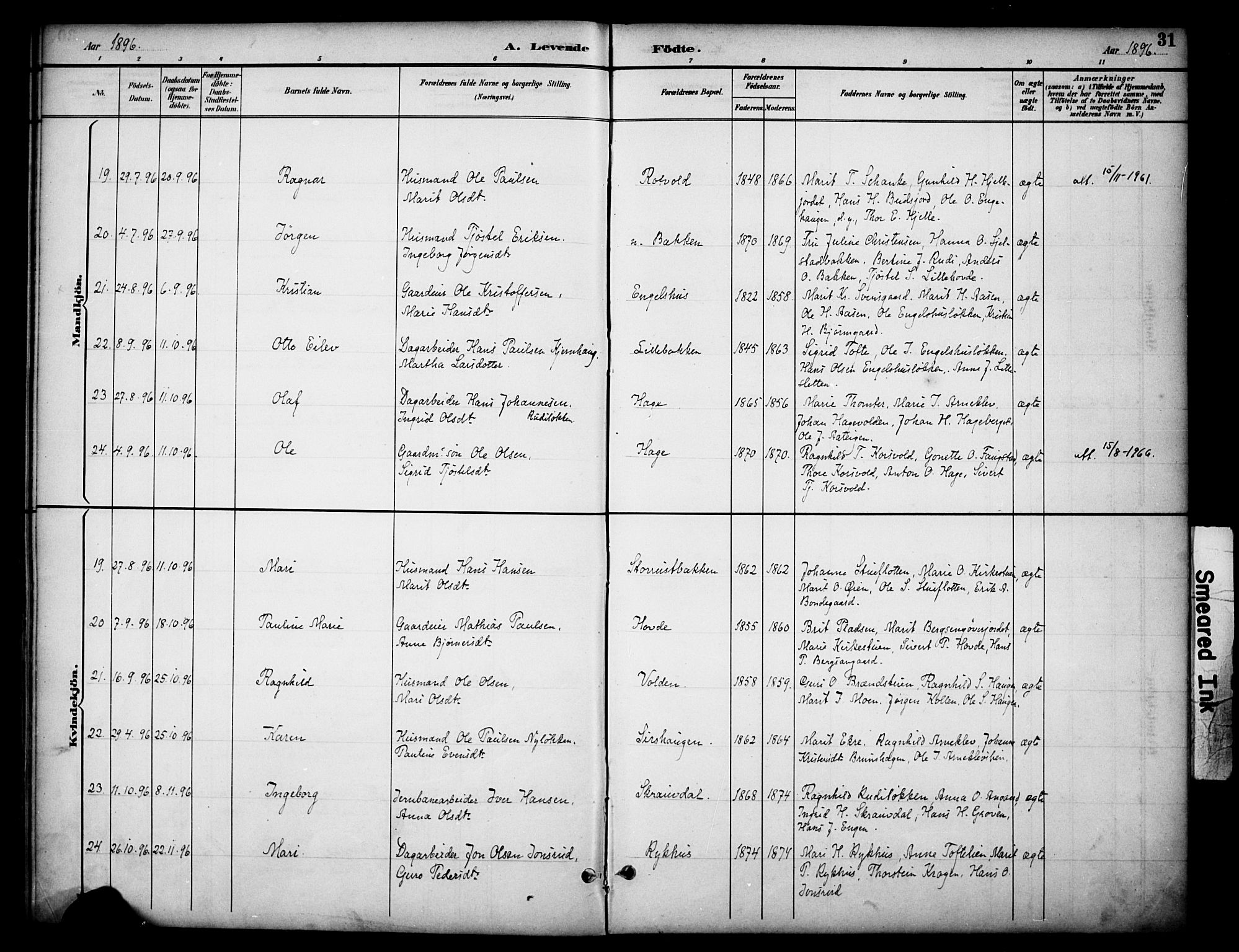 Dovre prestekontor, AV/SAH-PREST-066/H/Ha/Haa/L0003: Parish register (official) no. 3, 1891-1901, p. 31