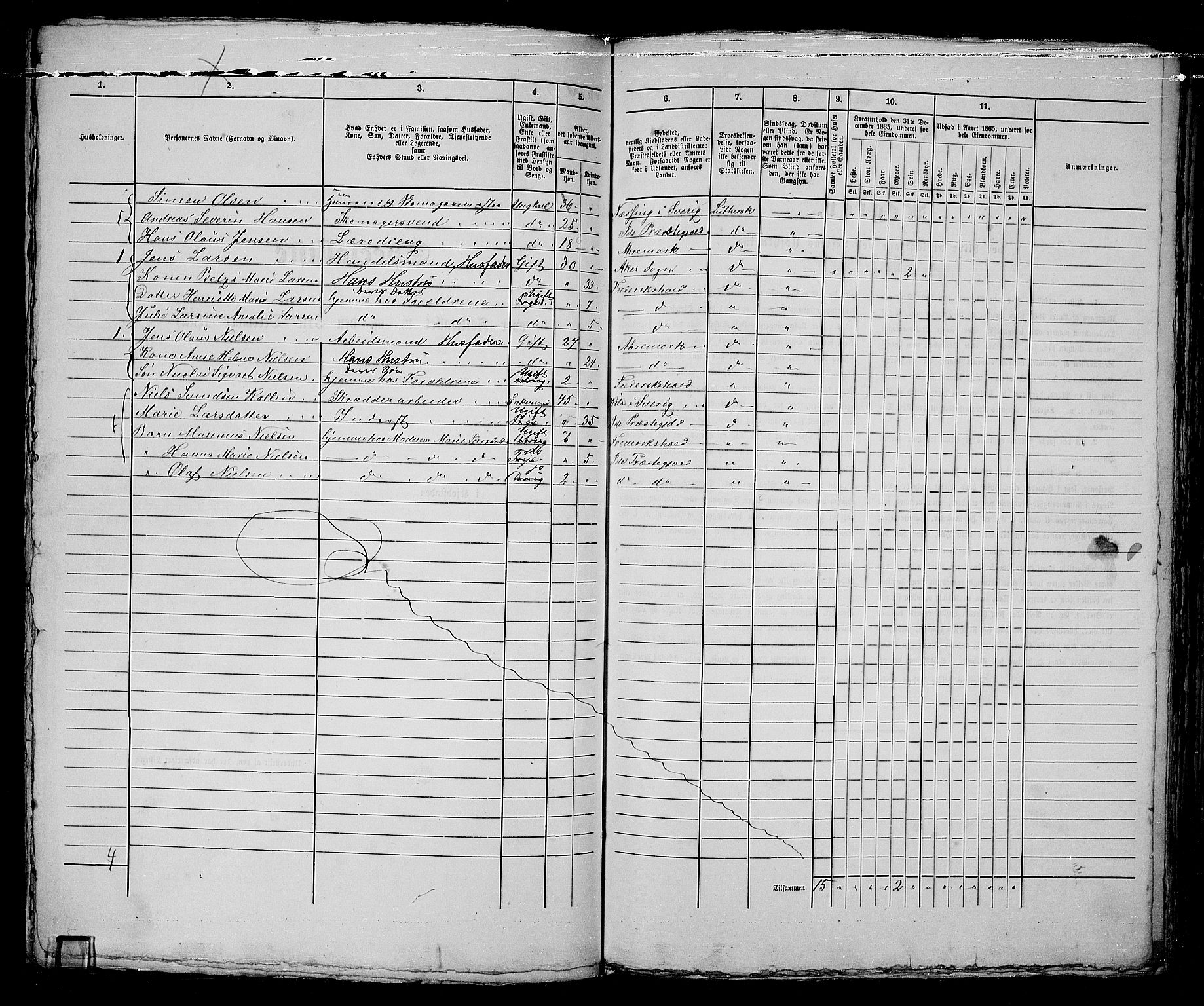 RA, 1865 census for Fredrikshald, 1865, p. 1002