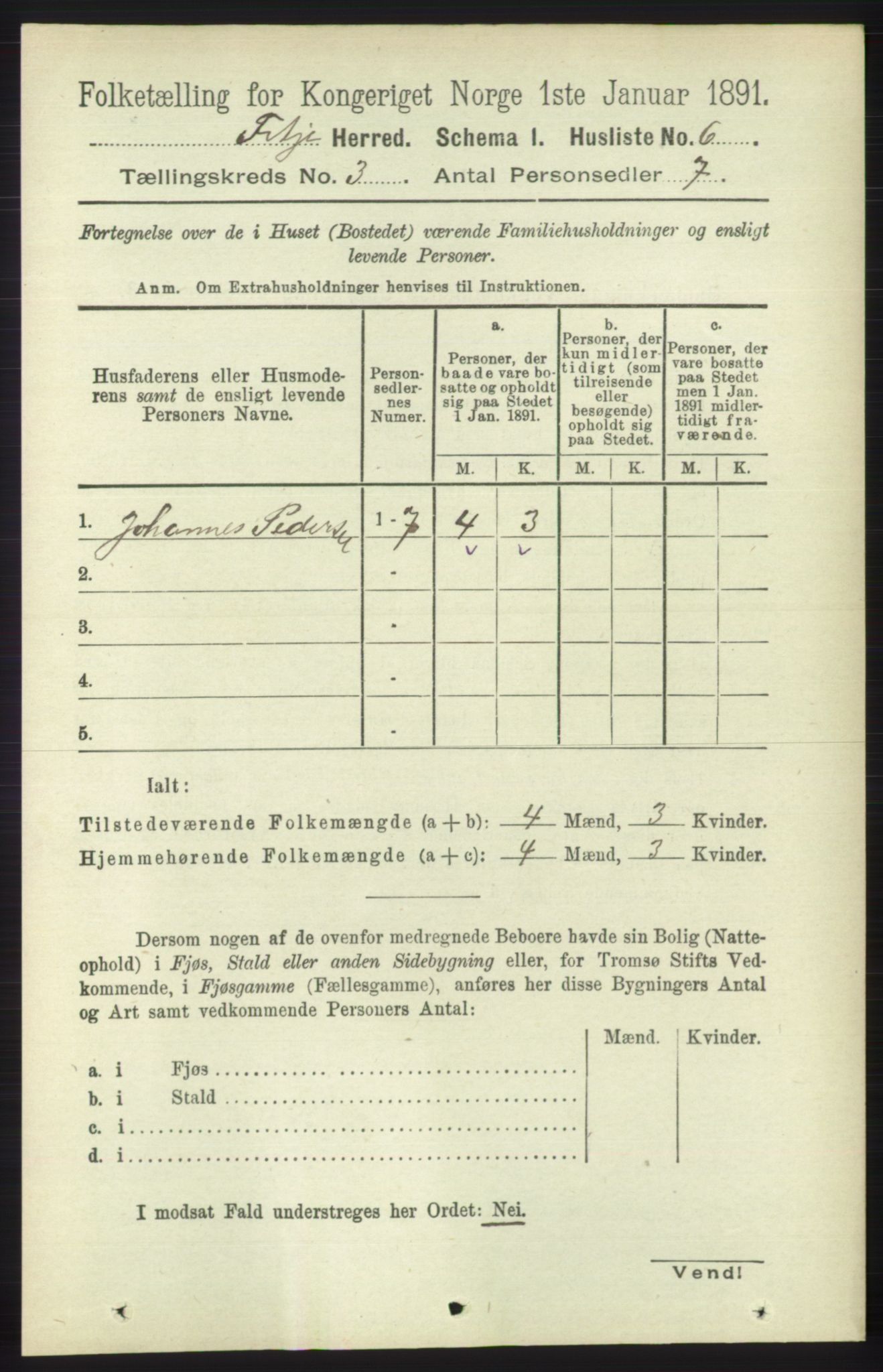 RA, 1891 census for 1222 Fitjar, 1891, p. 975