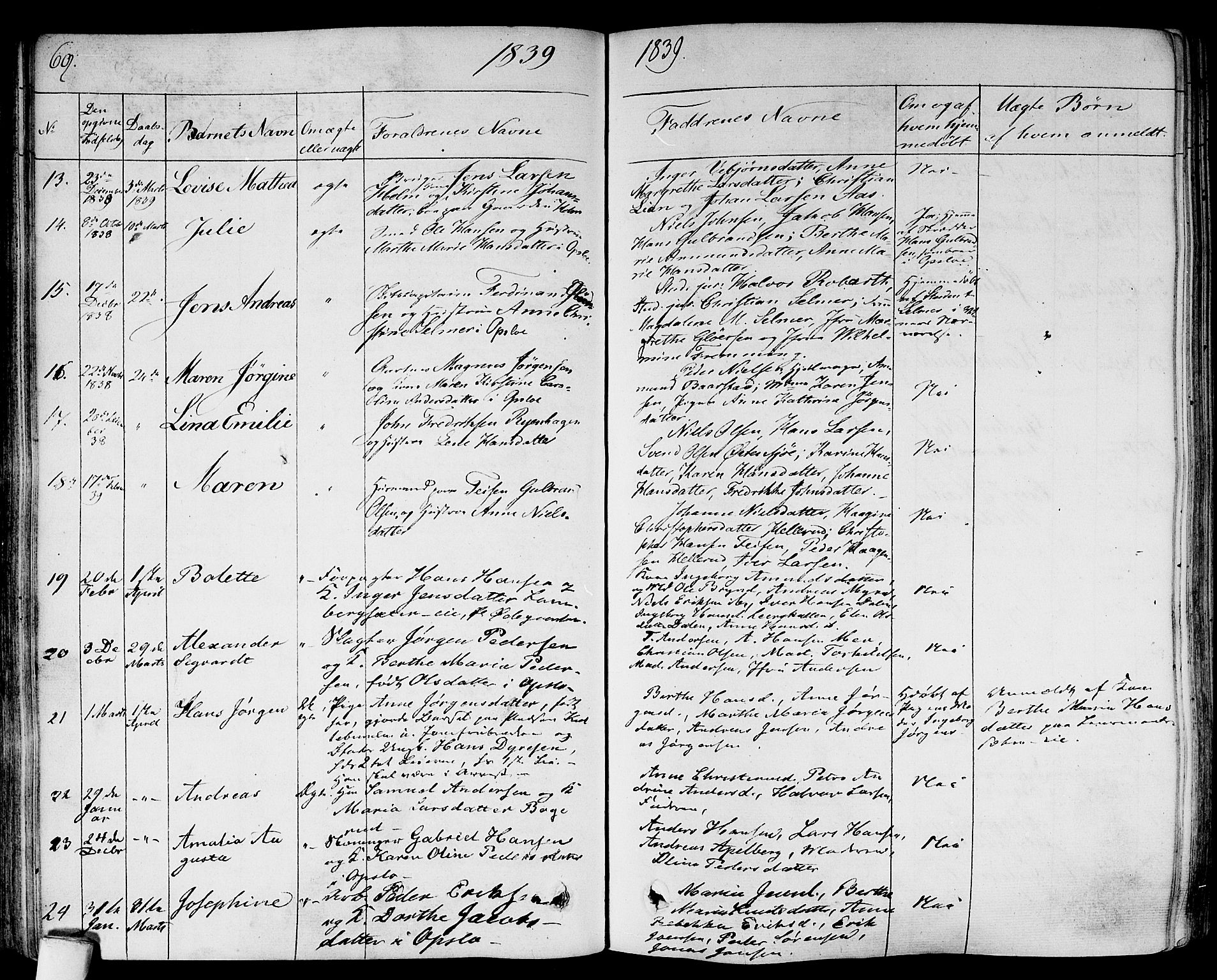 Gamlebyen prestekontor Kirkebøker, AV/SAO-A-10884/F/Fa/L0003: Parish register (official) no. 3, 1829-1849, p. 69