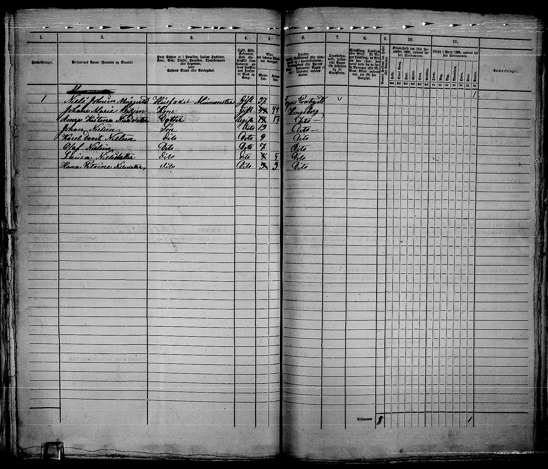 RA, 1865 census for Kongsberg/Kongsberg, 1865, p. 411