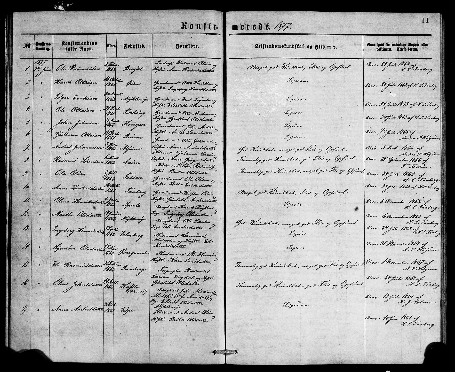 Jostedal sokneprestembete, SAB/A-80601/H/Haa/Haaa/L0007: Parish register (official) no. A 7, 1874-1886, p. 11