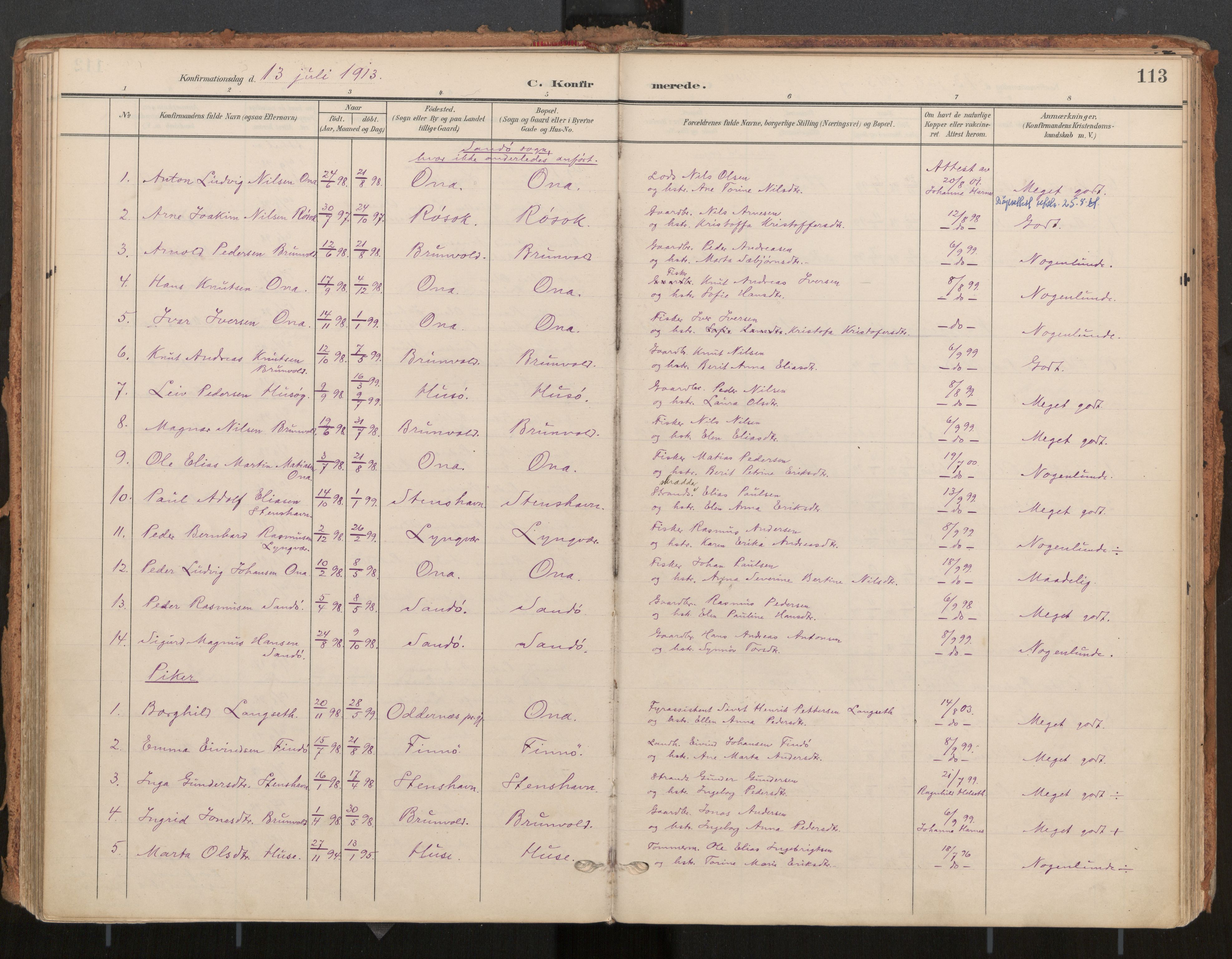Ministerialprotokoller, klokkerbøker og fødselsregistre - Møre og Romsdal, SAT/A-1454/561/L0730: Parish register (official) no. 561A04, 1901-1929, p. 113