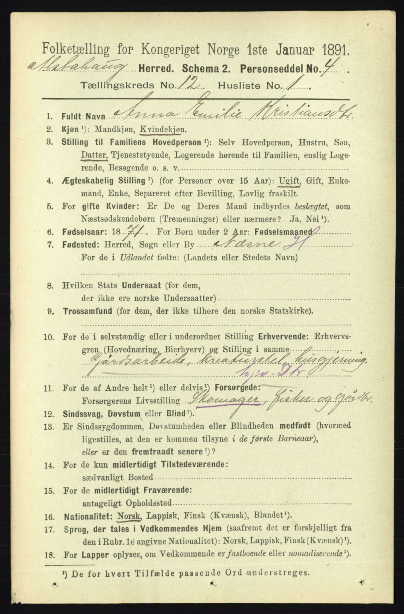 RA, 1891 census for 1820 Alstahaug, 1891, p. 4282