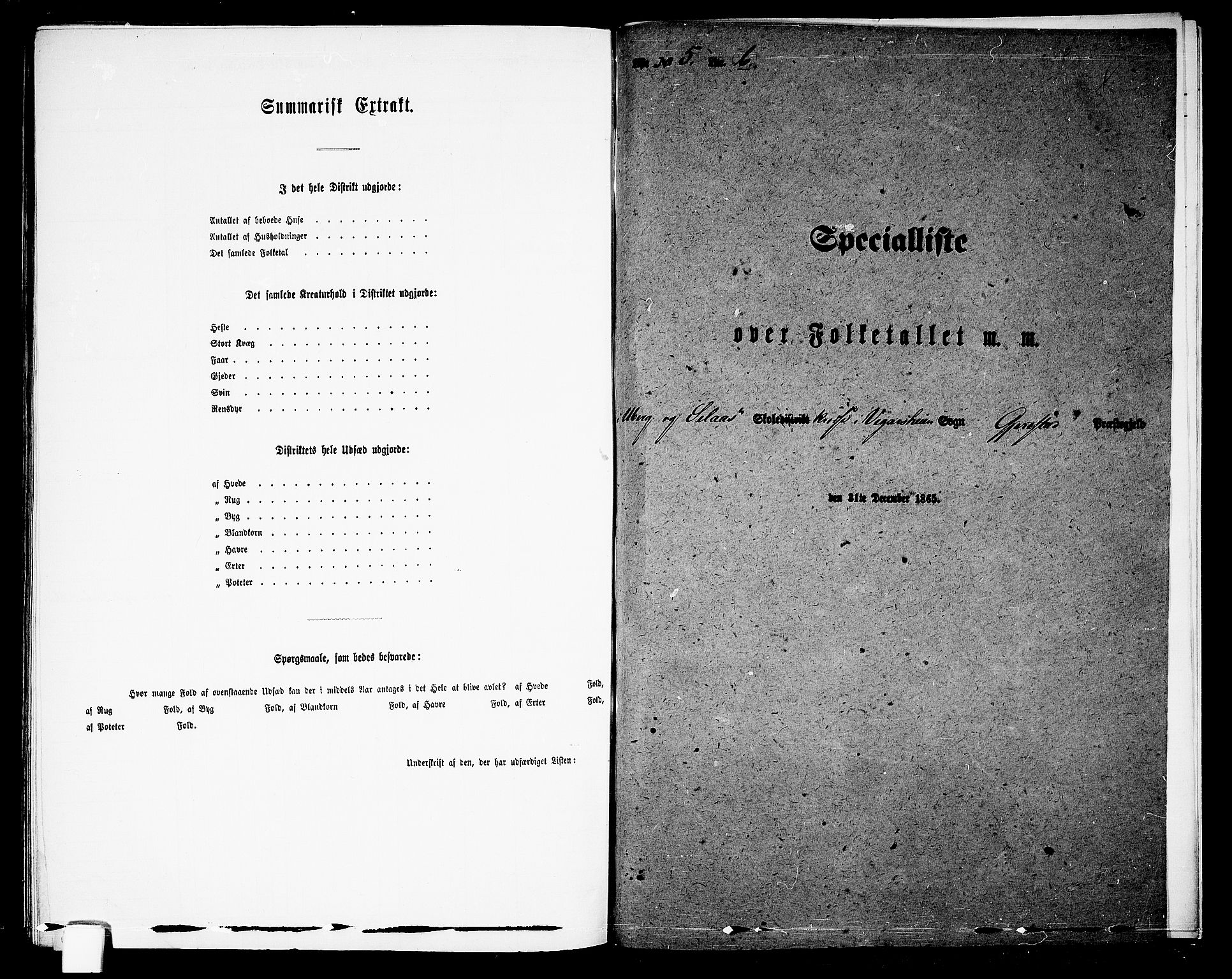 RA, 1865 census for Gjerstad, 1865, p. 200