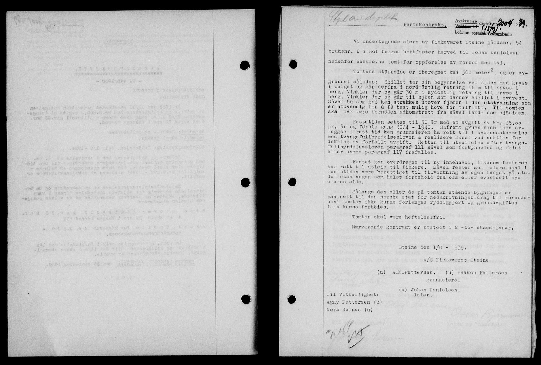 Lofoten sorenskriveri, SAT/A-0017/1/2/2C/L0006a: Mortgage book no. 6a, 1939-1939, Diary no: : 2004/1939