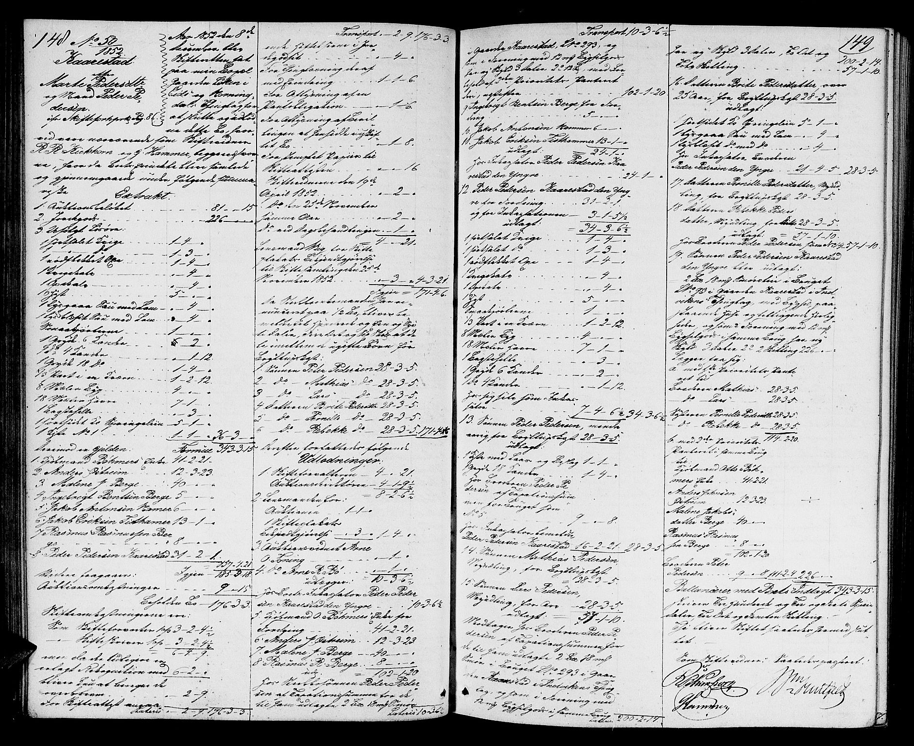 Nordfjord sorenskriveri, AV/SAB-A-2801/1/04/04d/L0001: Skifteutlodningsprotokoll, 1851-1857, p. 148-149