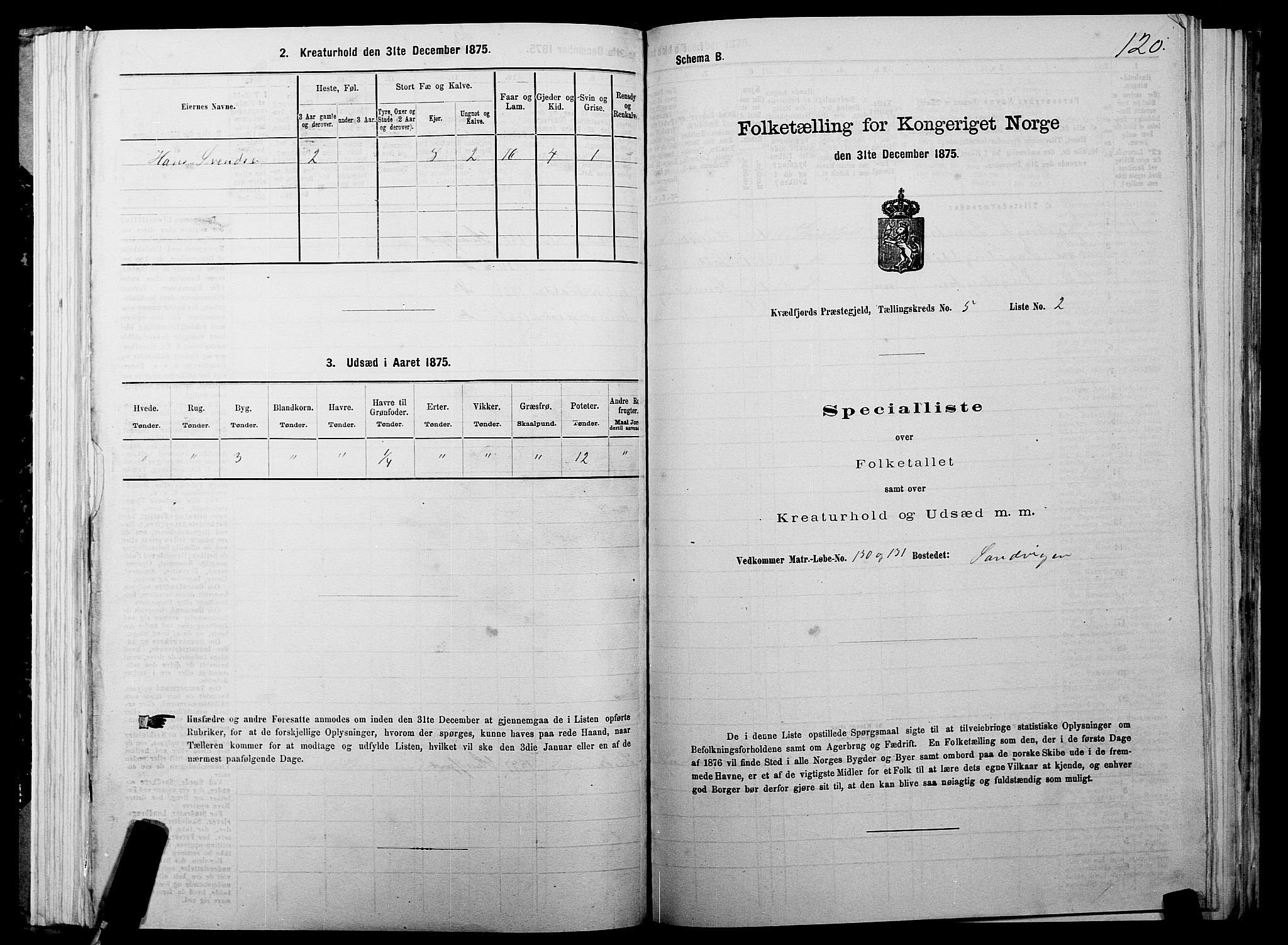 SATØ, 1875 census for 1911P Kvæfjord, 1875, p. 3120