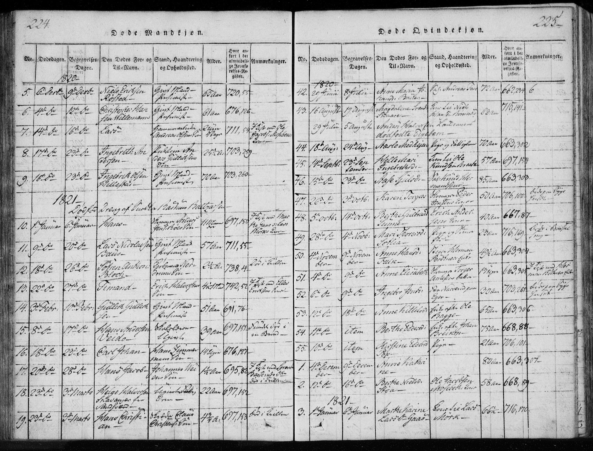 Kongsberg kirkebøker, SAKO/A-22/F/Fa/L0008: Parish register (official) no. I 8, 1816-1839, p. 224-225