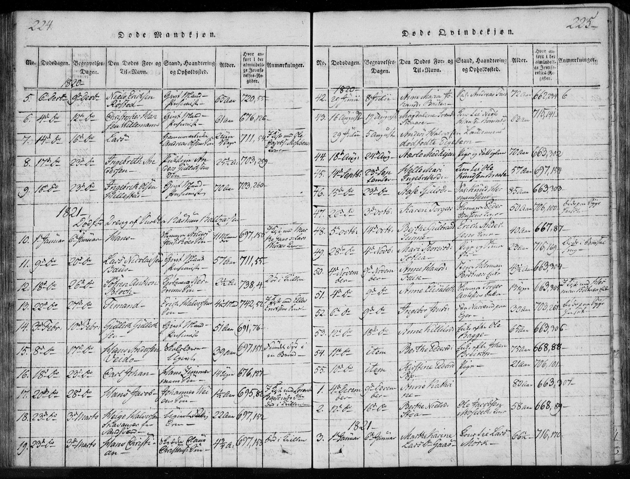 Kongsberg kirkebøker, AV/SAKO-A-22/F/Fa/L0008: Parish register (official) no. I 8, 1816-1839, p. 224-225