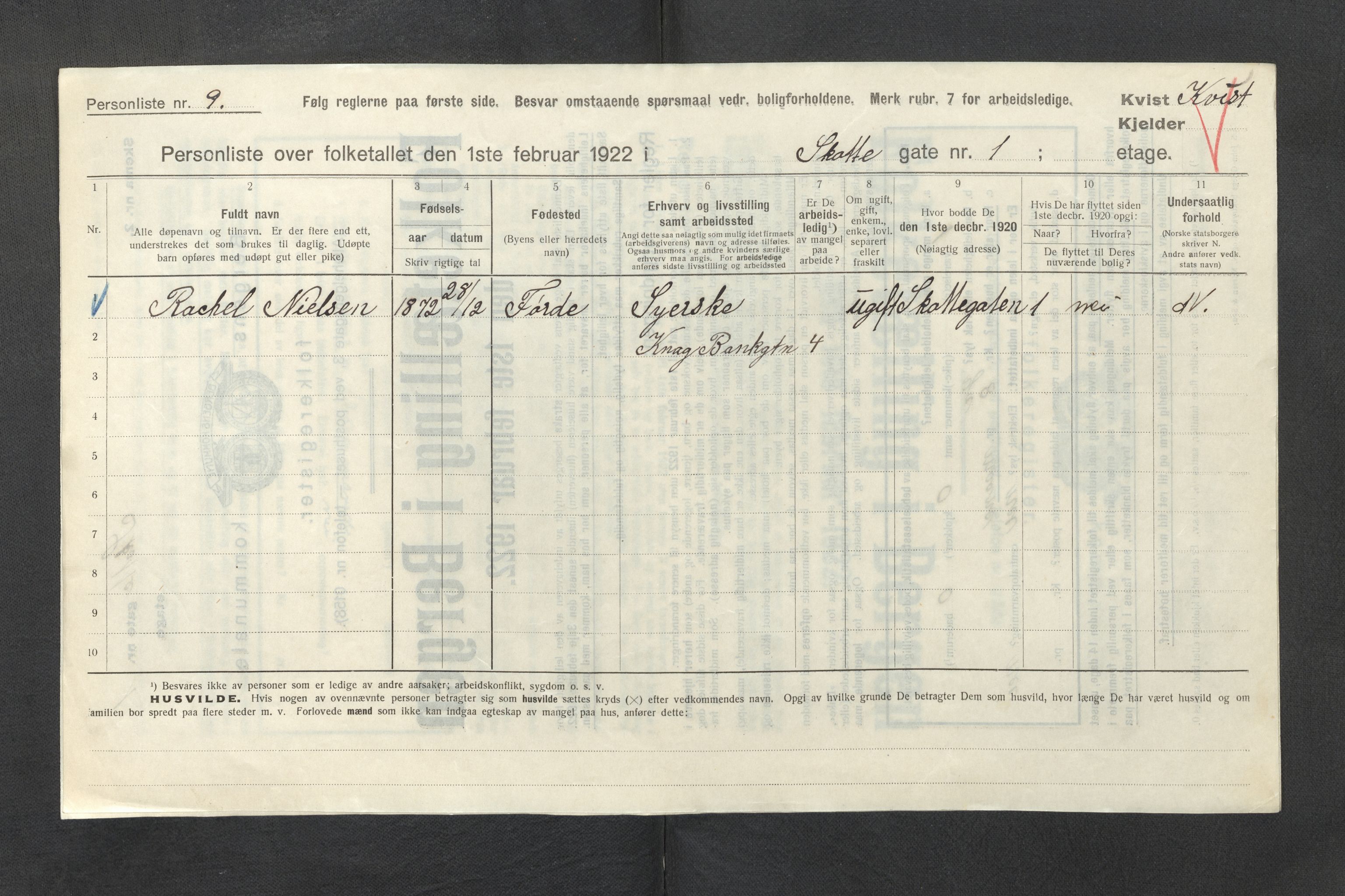 SAB, Municipal Census 1922 for Bergen, 1922, p. 37298