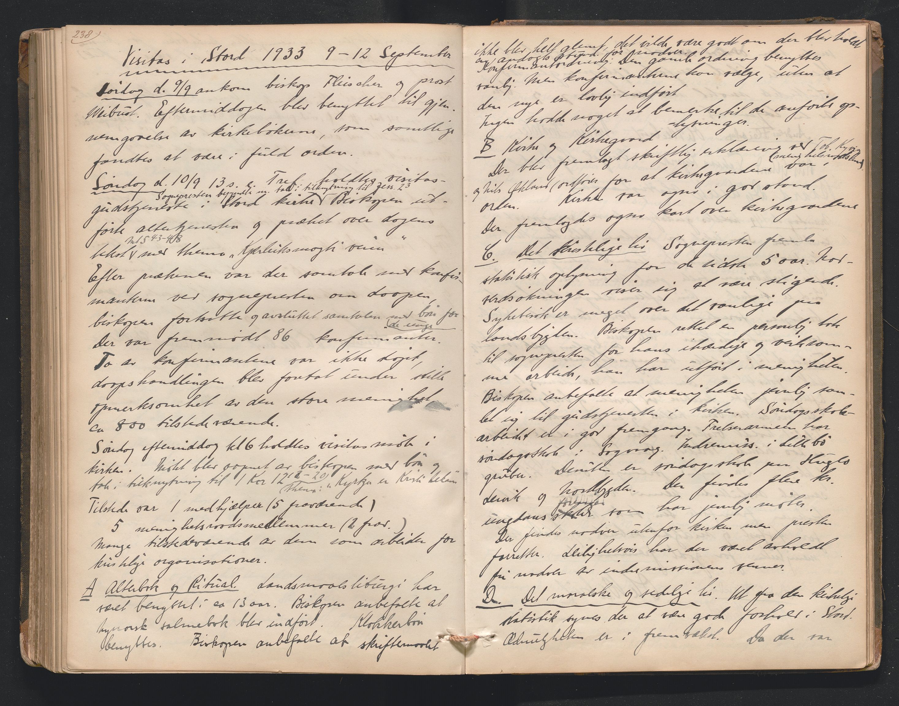 Nordre Sunnhordland prosti, AV/SAB-A-99912/F/L0001: Visitasprotokoll , 1860-1959, p. 238