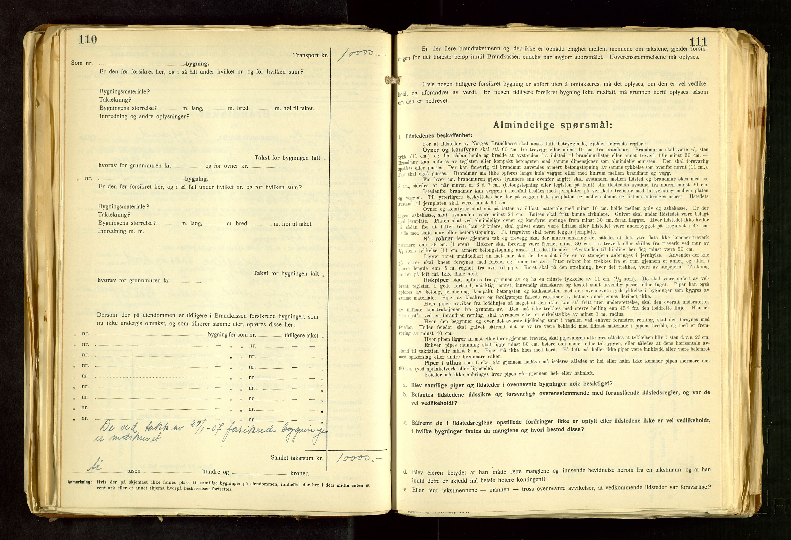 Håland lensmannskontor, AV/SAST-A-100100/Gob/L0011: "Brandtakstprotokoll" - skjematakst. Register i boken., 1936-1938, p. 110-111