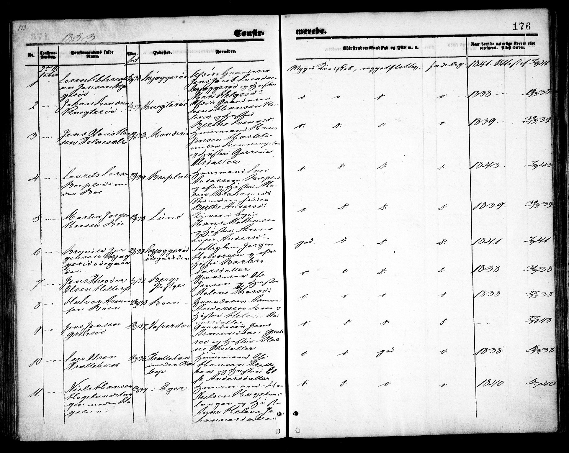 Idd prestekontor Kirkebøker, AV/SAO-A-10911/F/Fc/L0004a: Parish register (official) no. III 4A, 1848-1860, p. 176