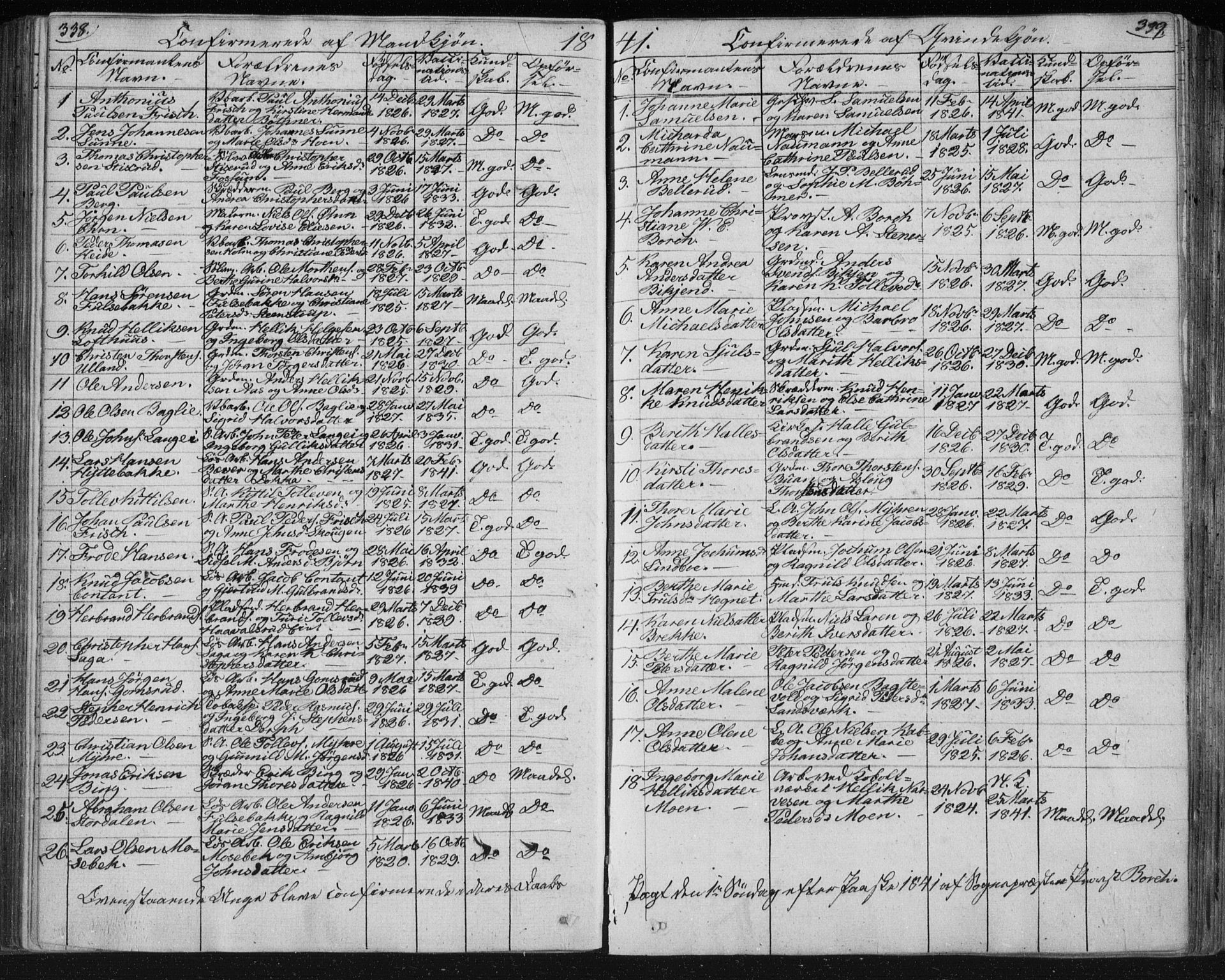 Kongsberg kirkebøker, AV/SAKO-A-22/F/Fa/L0009: Parish register (official) no. I 9, 1839-1858, p. 338-339