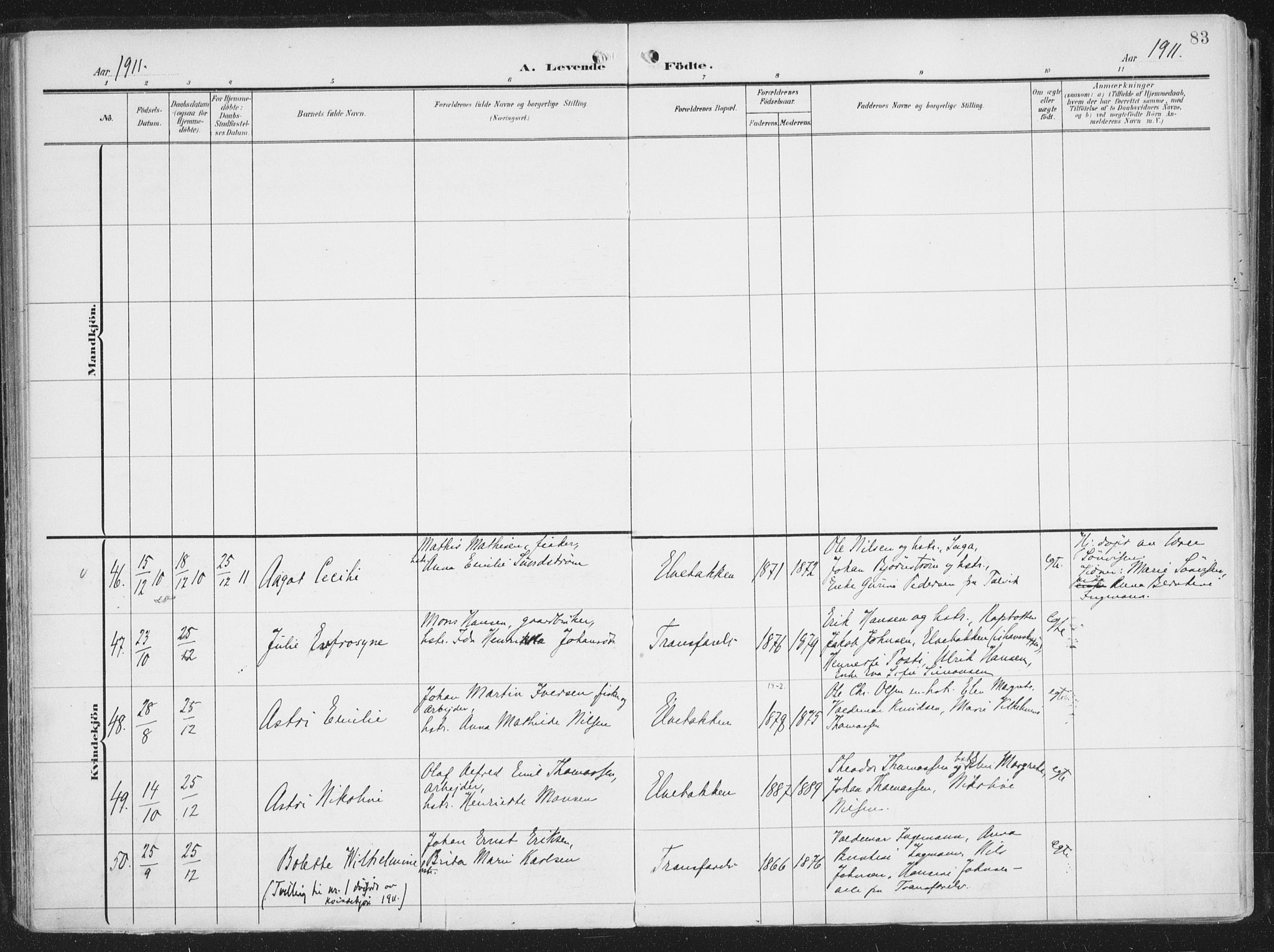 Alta sokneprestkontor, SATØ/S-1338/H/Ha/L0005.kirke: Parish register (official) no. 5, 1904-1918, p. 83