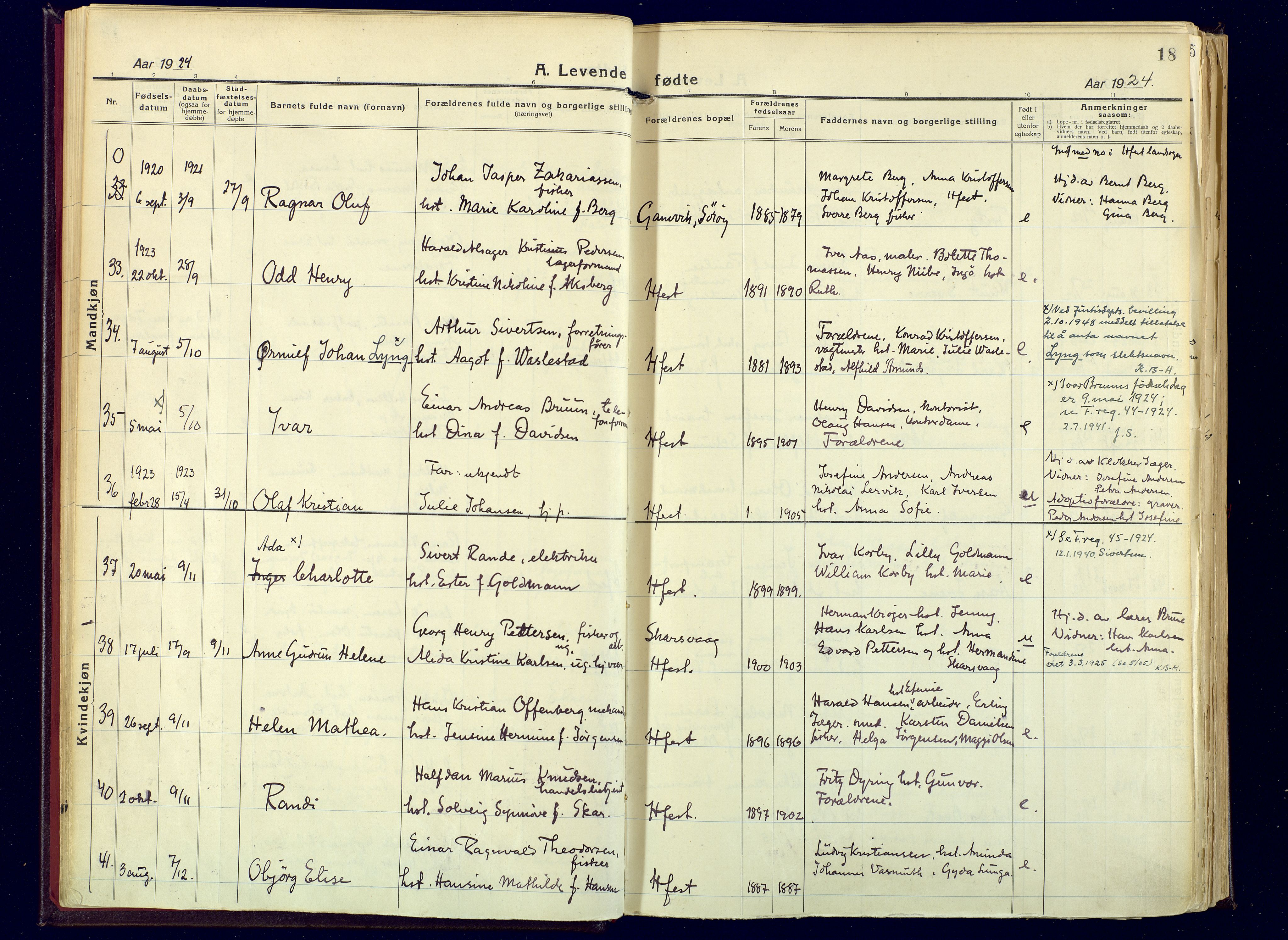 Hammerfest sokneprestkontor, AV/SATØ-S-1347/H/Ha/L0017.kirke: Parish register (official) no. 17, 1923-1933, p. 18