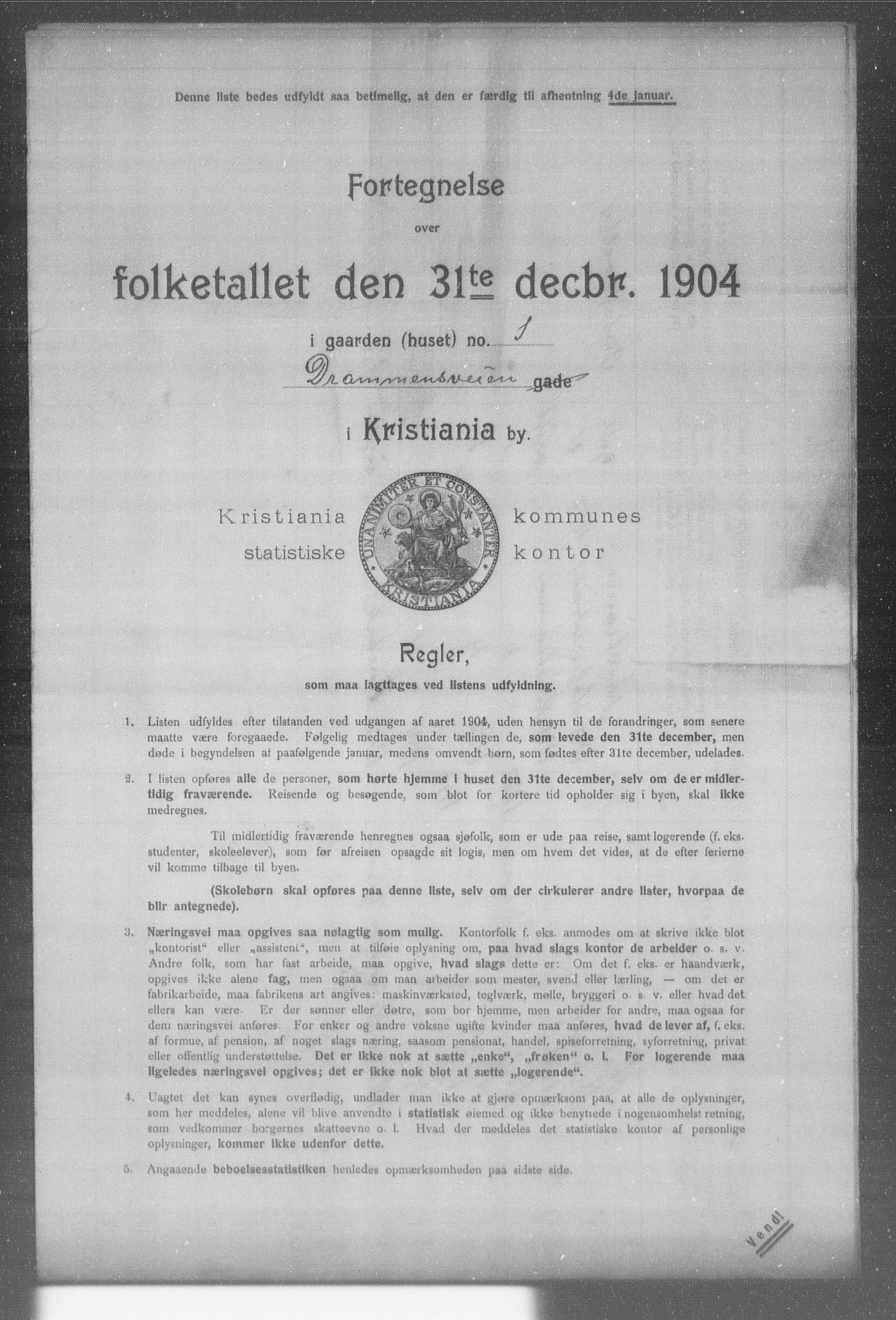 OBA, Municipal Census 1904 for Kristiania, 1904, p. 3239