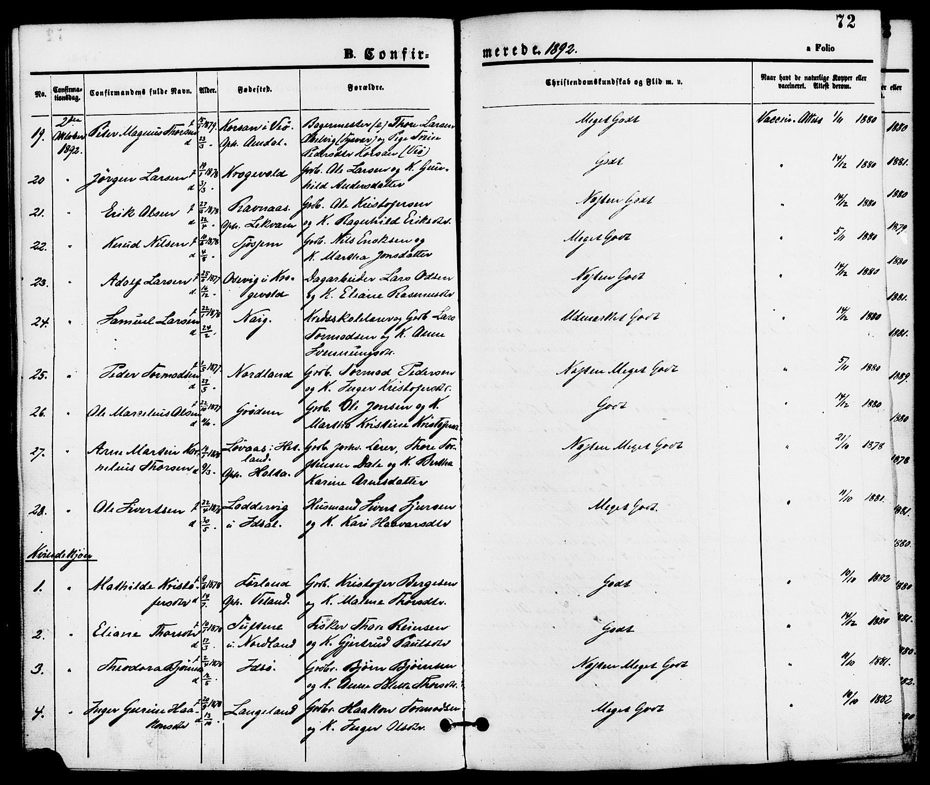 Strand sokneprestkontor, SAST/A-101828/H/Ha/Haa/L0008: Parish register (official) no. A 8, 1874-1907, p. 72