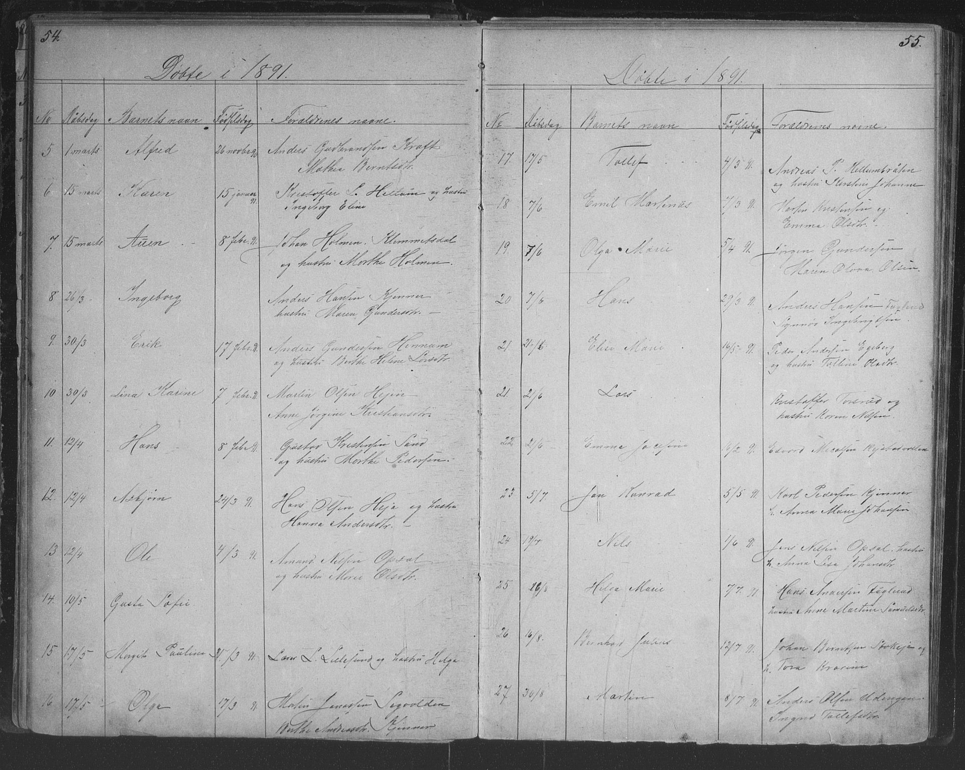 Lier kirkebøker, SAKO/A-230/G/Gc/L0001: Parish register (copy) no. III 1, 1873-1903, p. 54-55