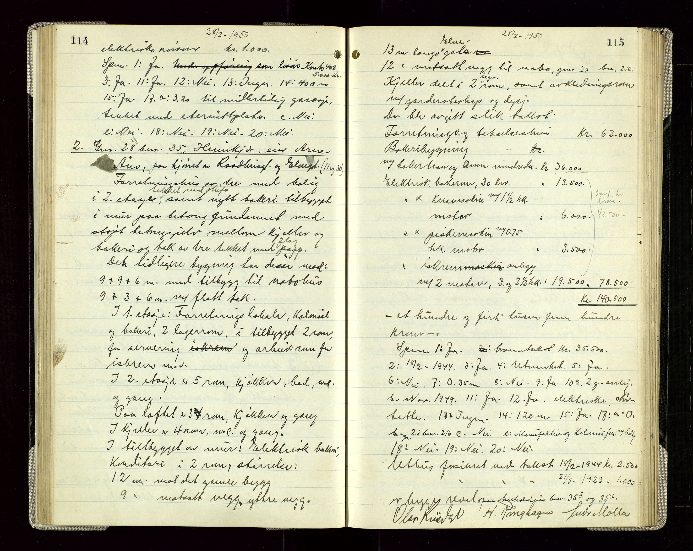 Sauda lensmannskontor, AV/SAST-A-100177/Goa/L0005: "Branntakstprotokoll for Sauda lensmannsdistrikt", 1946-1955, p. 114-115