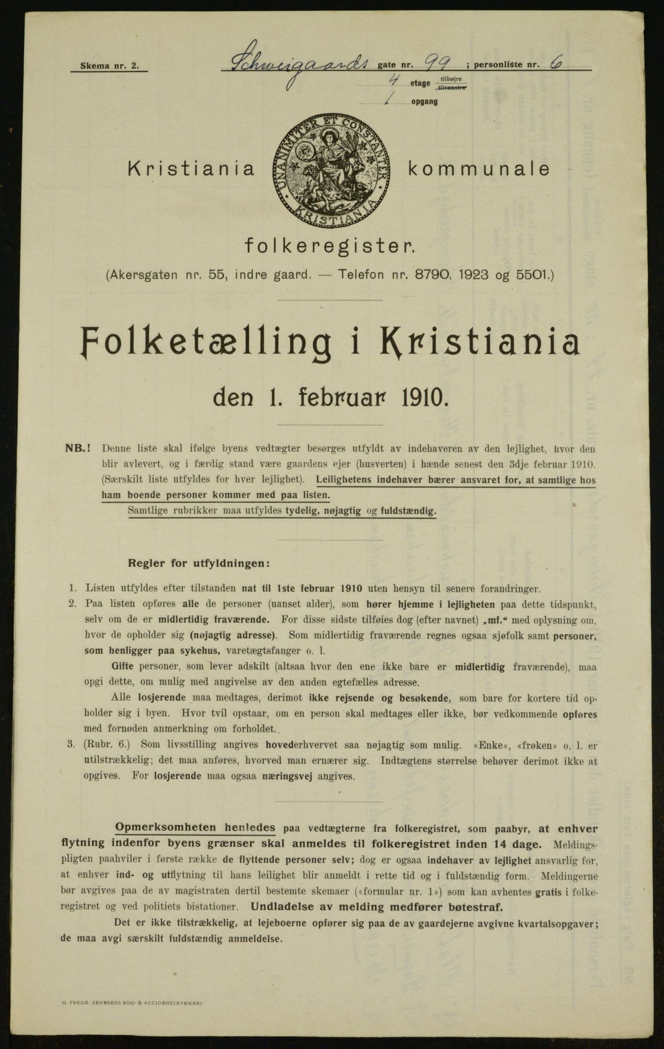 OBA, Municipal Census 1910 for Kristiania, 1910, p. 88493