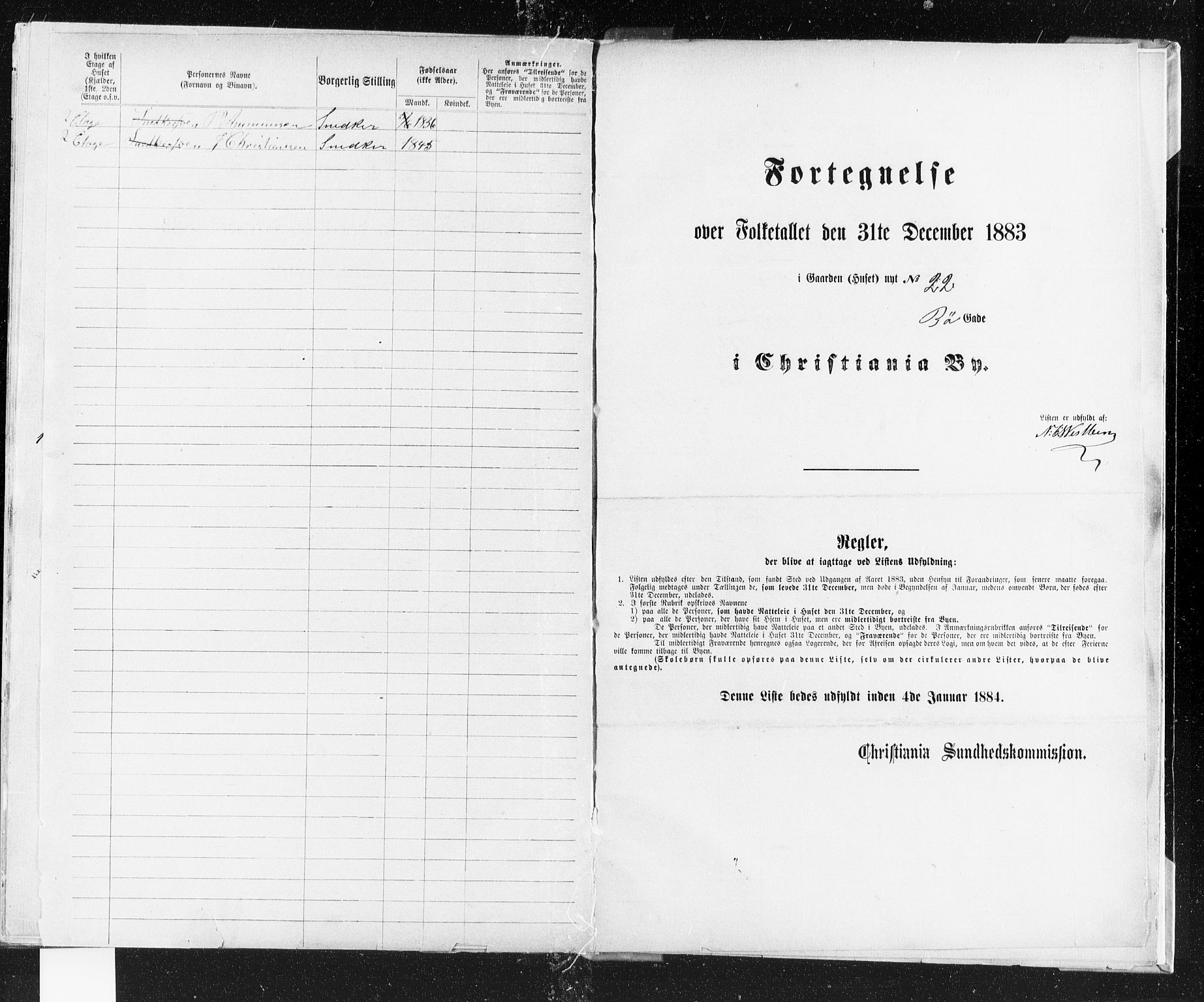 OBA, Municipal Census 1883 for Kristiania, 1883, p. 615