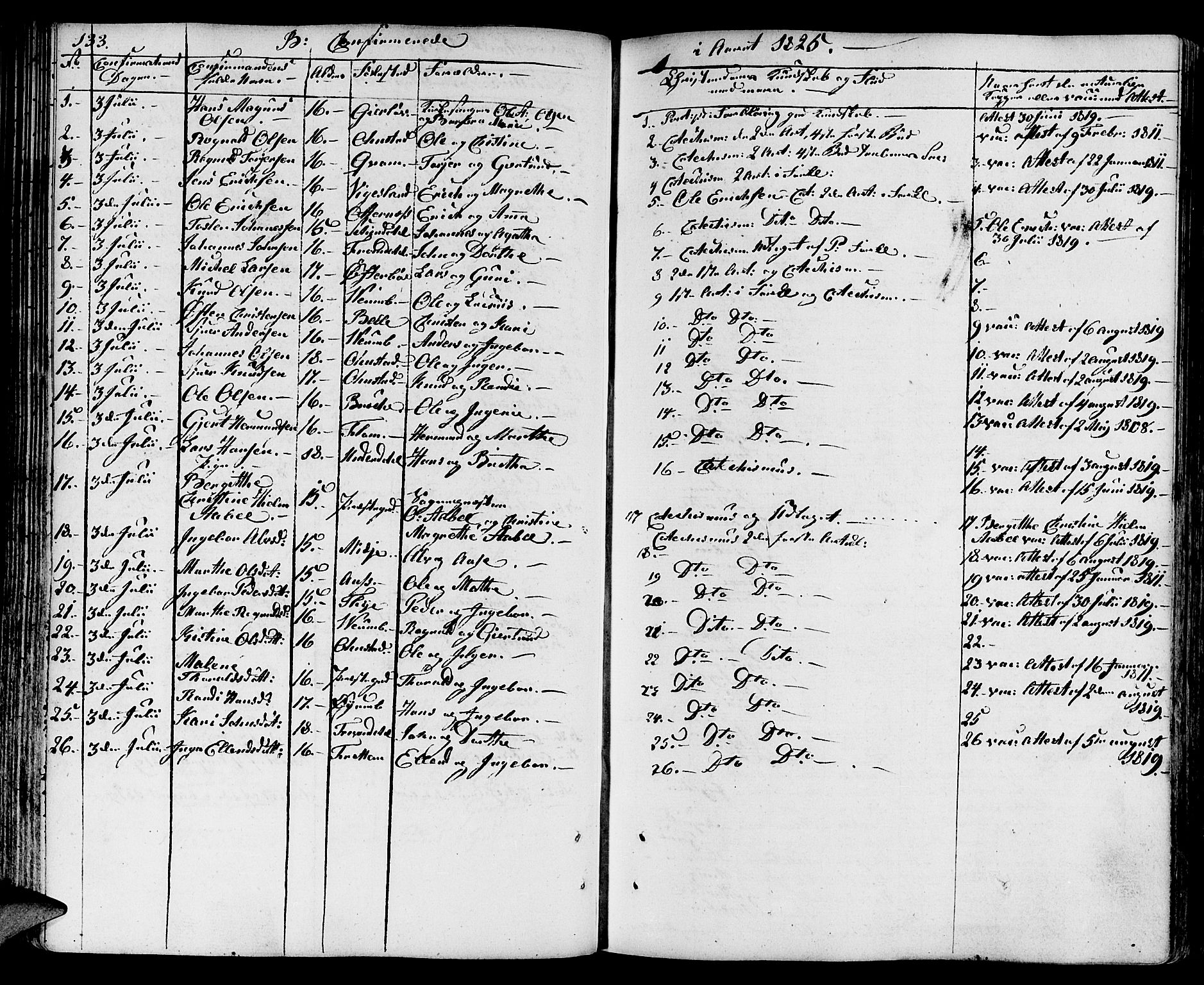 Aurland sokneprestembete, SAB/A-99937/H/Ha/Haa/L0006: Parish register (official) no. A 6, 1821-1859, p. 133