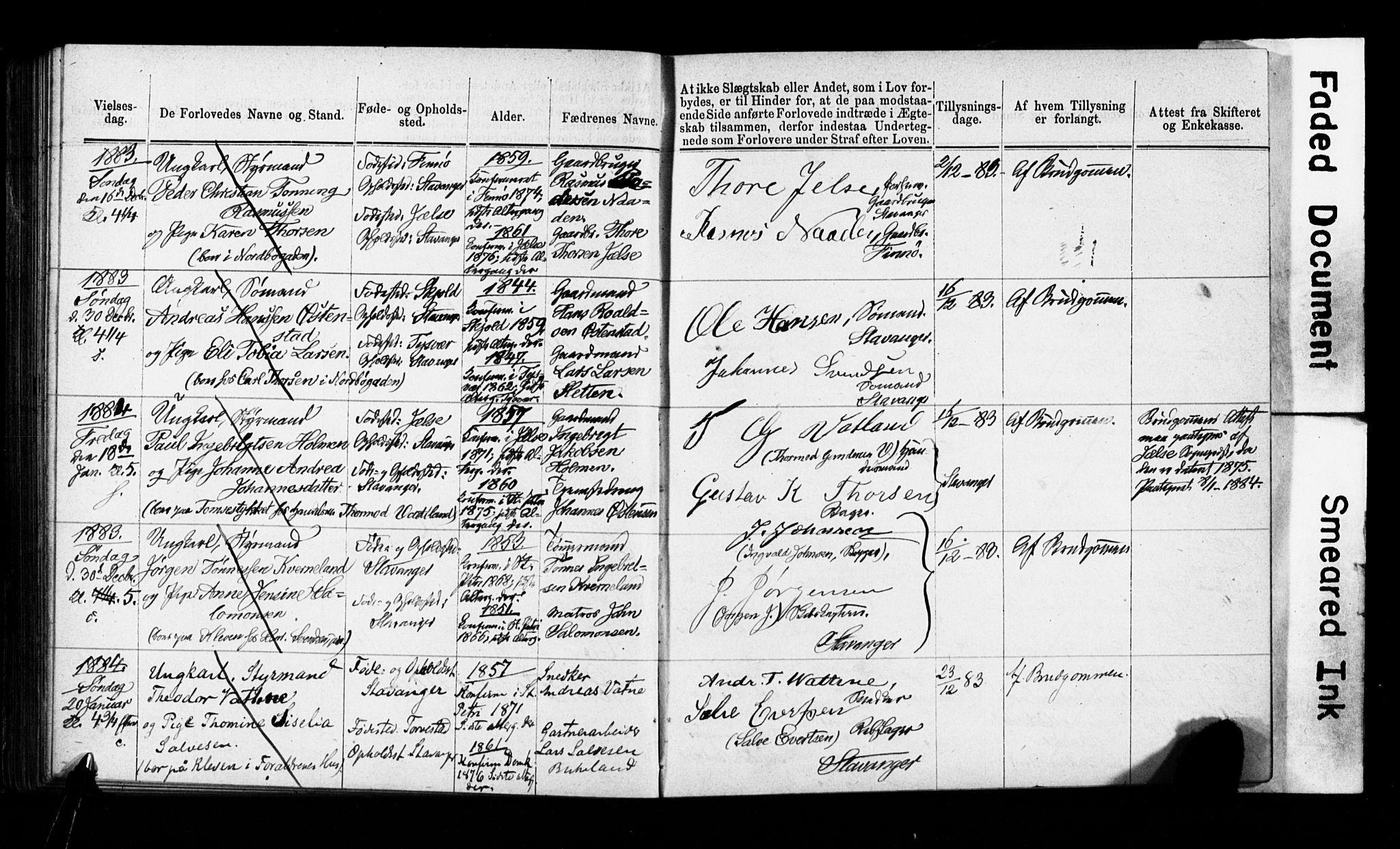 Domkirken sokneprestkontor, SAST/A-101812/001/70/705BA/L0002: Banns register no. 2, 1875-1892