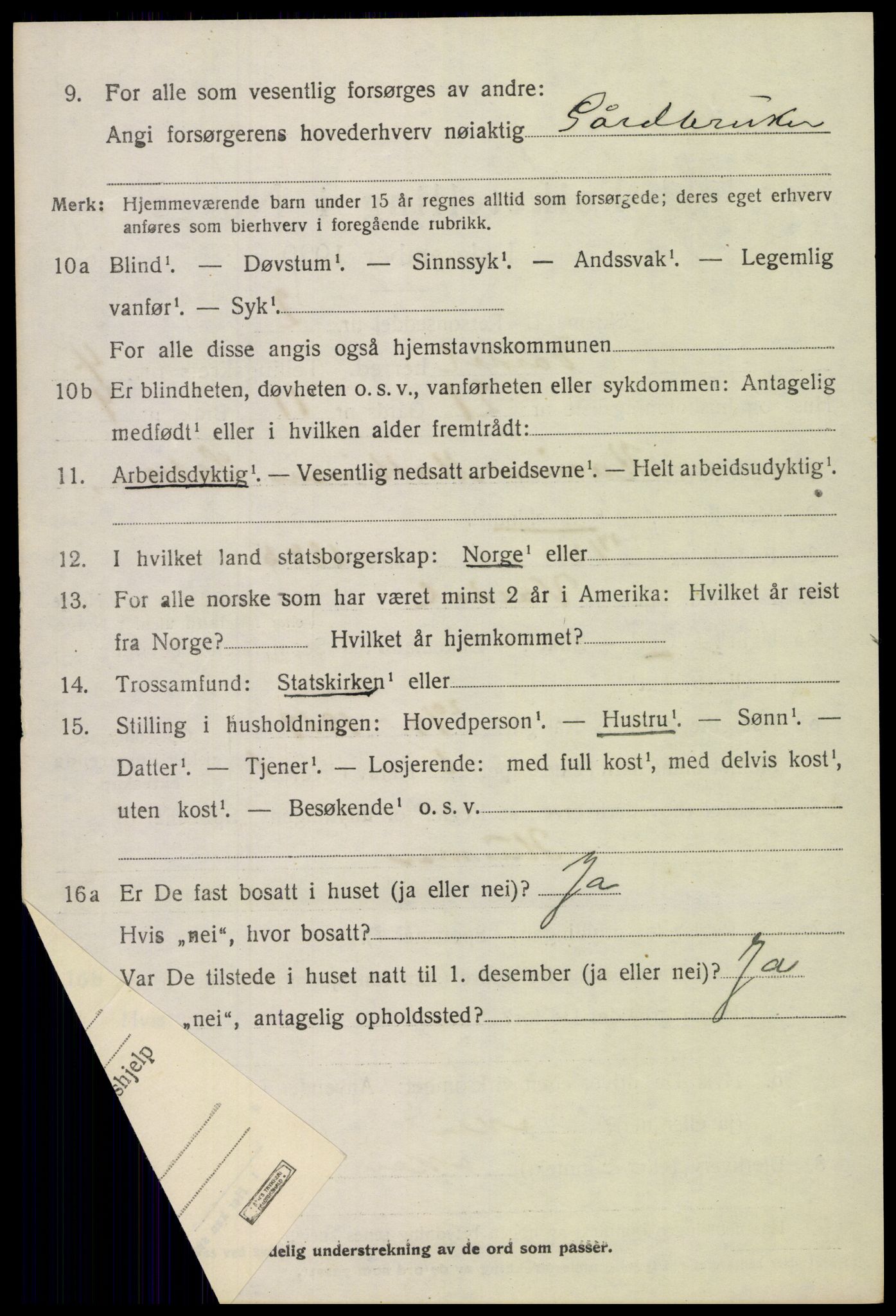 SAH, 1920 census for Vardal, 1920, p. 3062