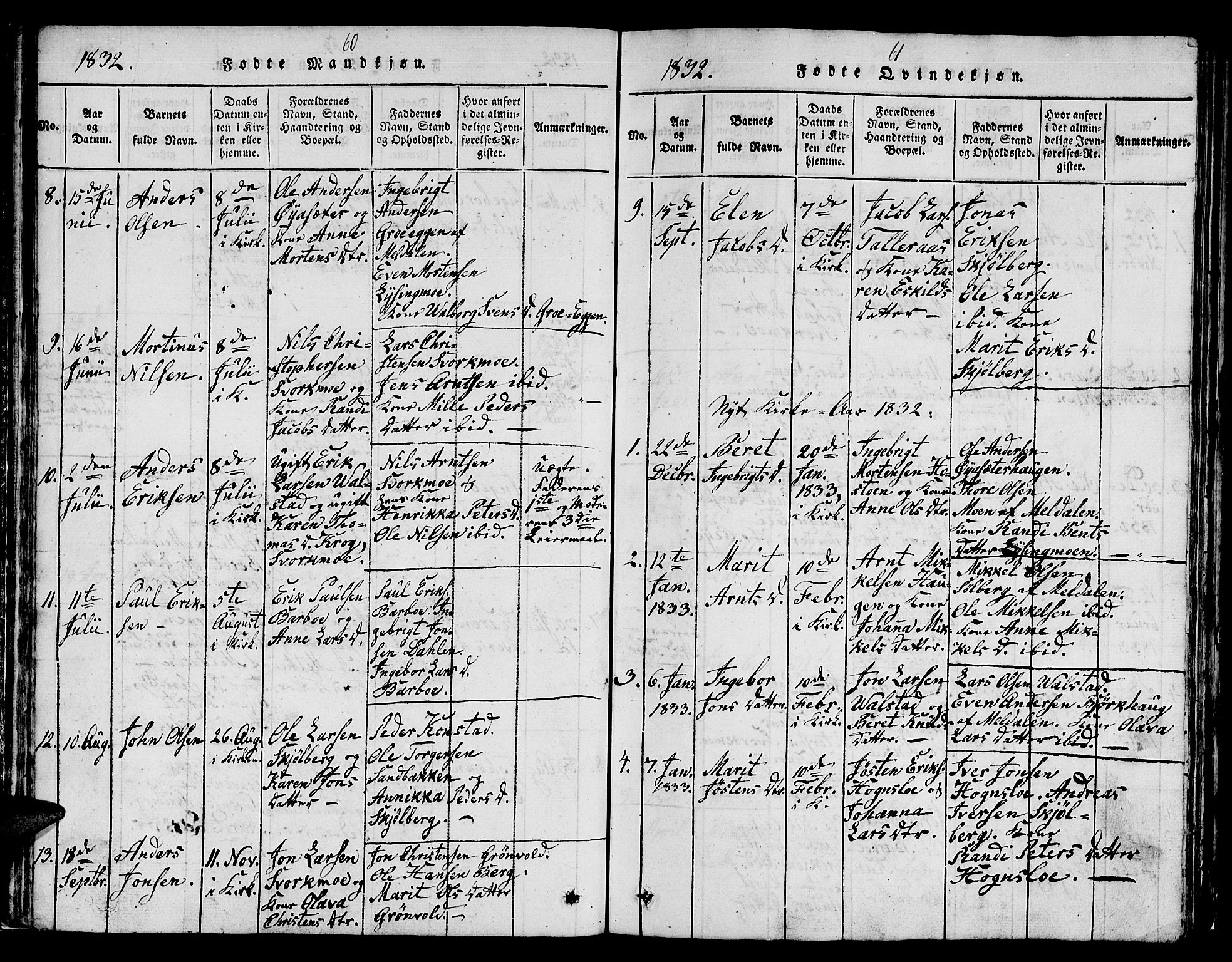 Ministerialprotokoller, klokkerbøker og fødselsregistre - Sør-Trøndelag, SAT/A-1456/671/L0842: Parish register (copy) no. 671C01, 1816-1867, p. 60-61