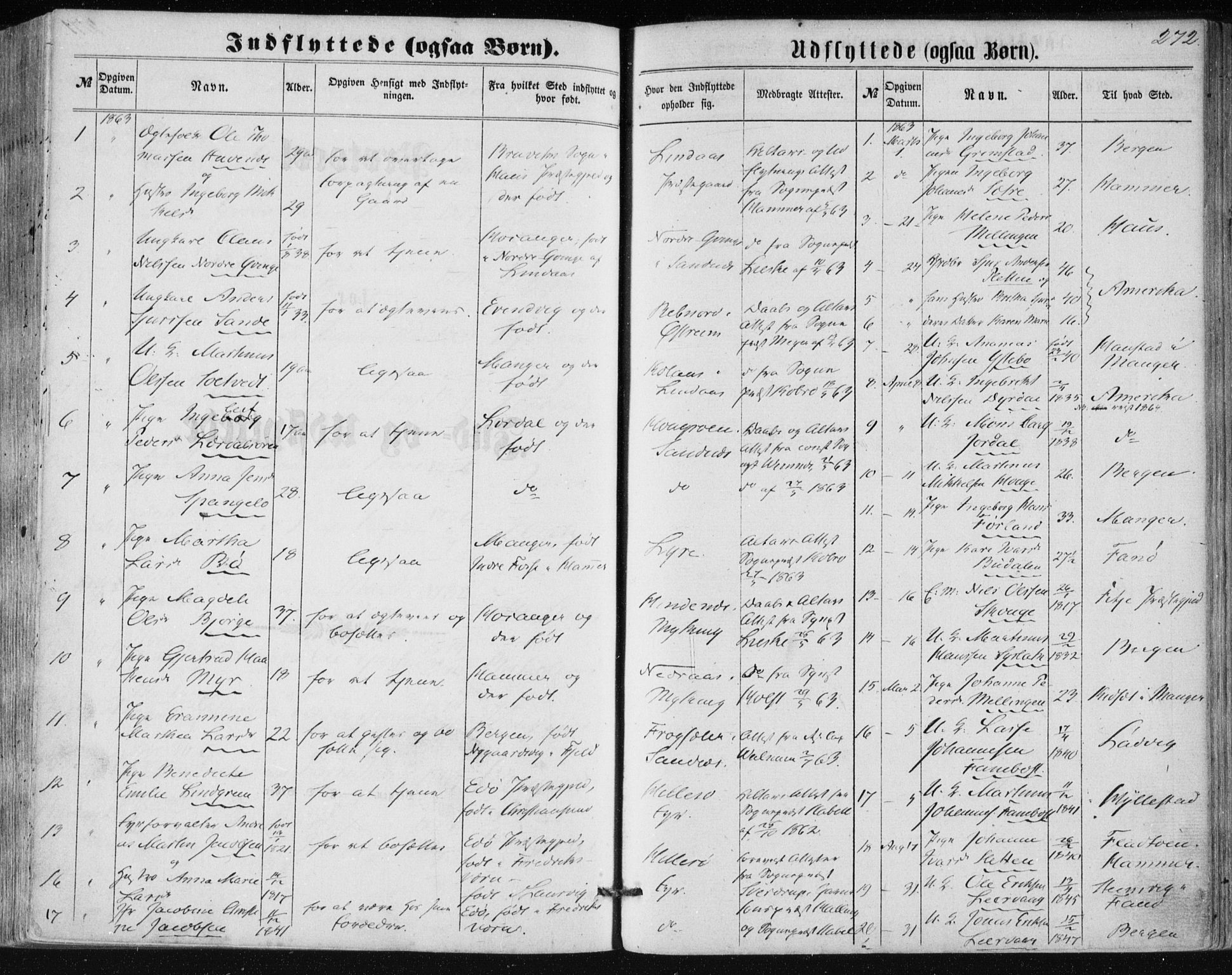 Lindås Sokneprestembete, SAB/A-76701/H/Haa: Parish register (official) no. A 16, 1863-1875, p. 272