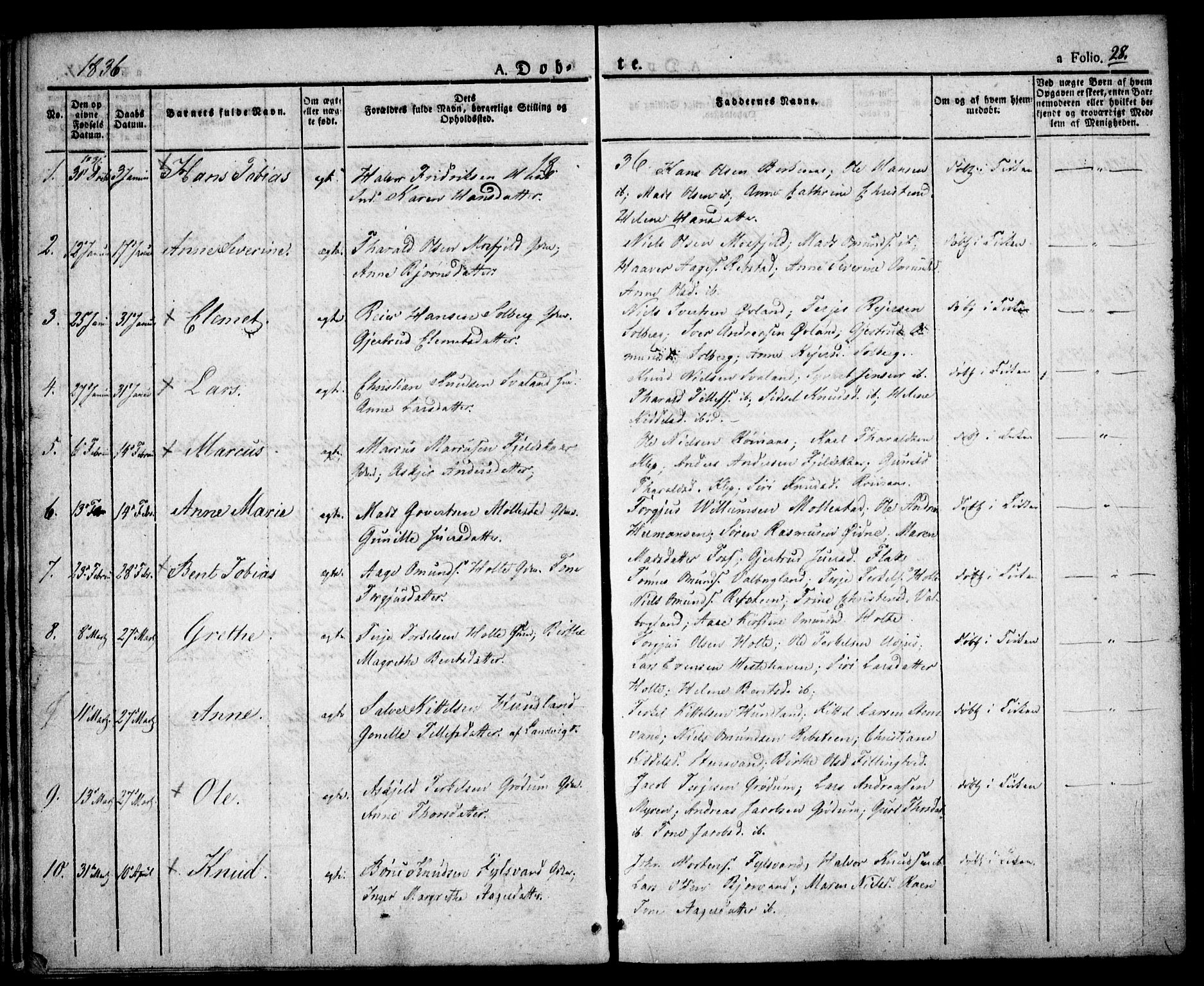 Birkenes sokneprestkontor, AV/SAK-1111-0004/F/Fa/L0001: Parish register (official) no. A 1, 1829-1849, p. 28