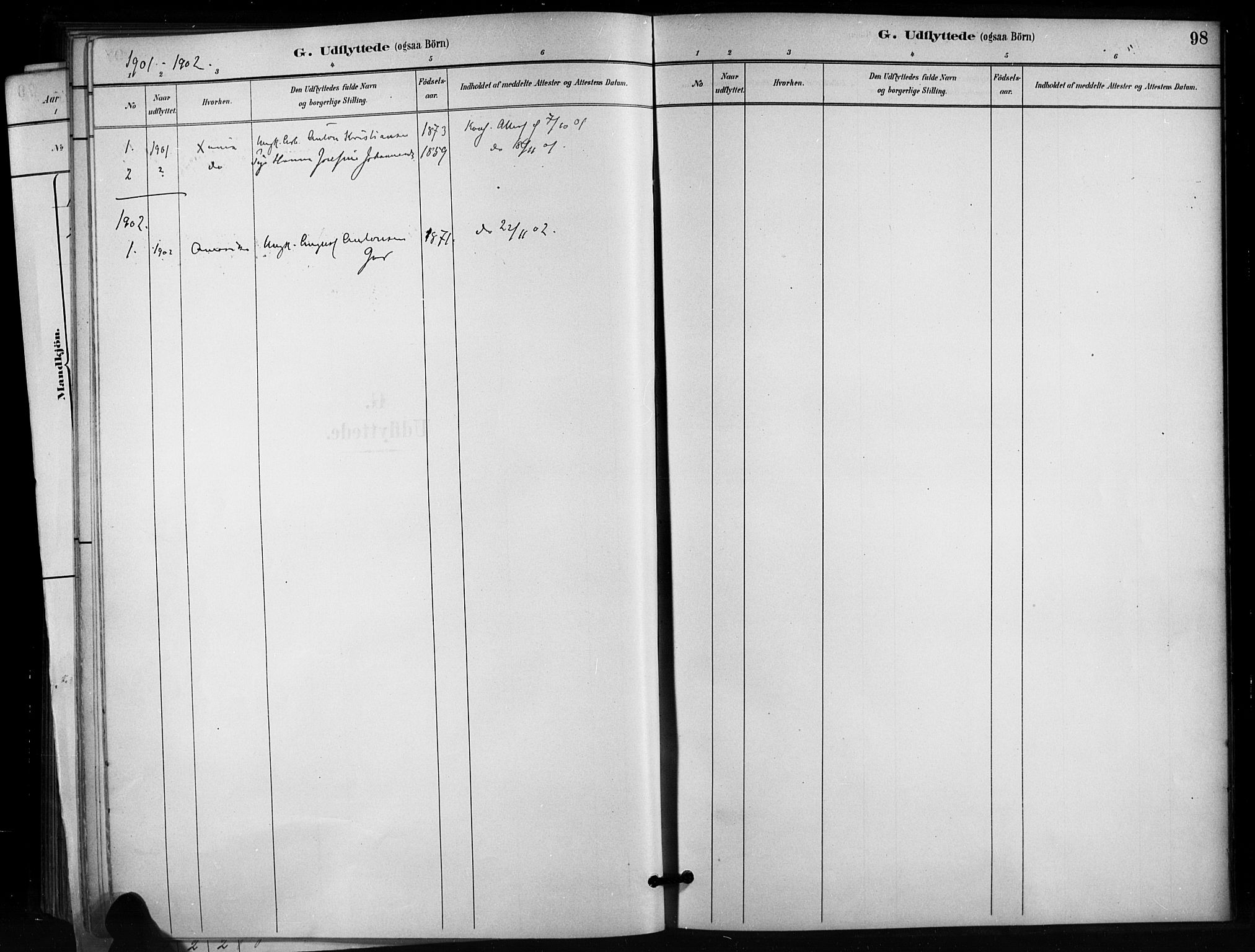 Enebakk prestekontor Kirkebøker, AV/SAO-A-10171c/F/Fb/L0001: Parish register (official) no. II 1, 1877-1902, p. 98