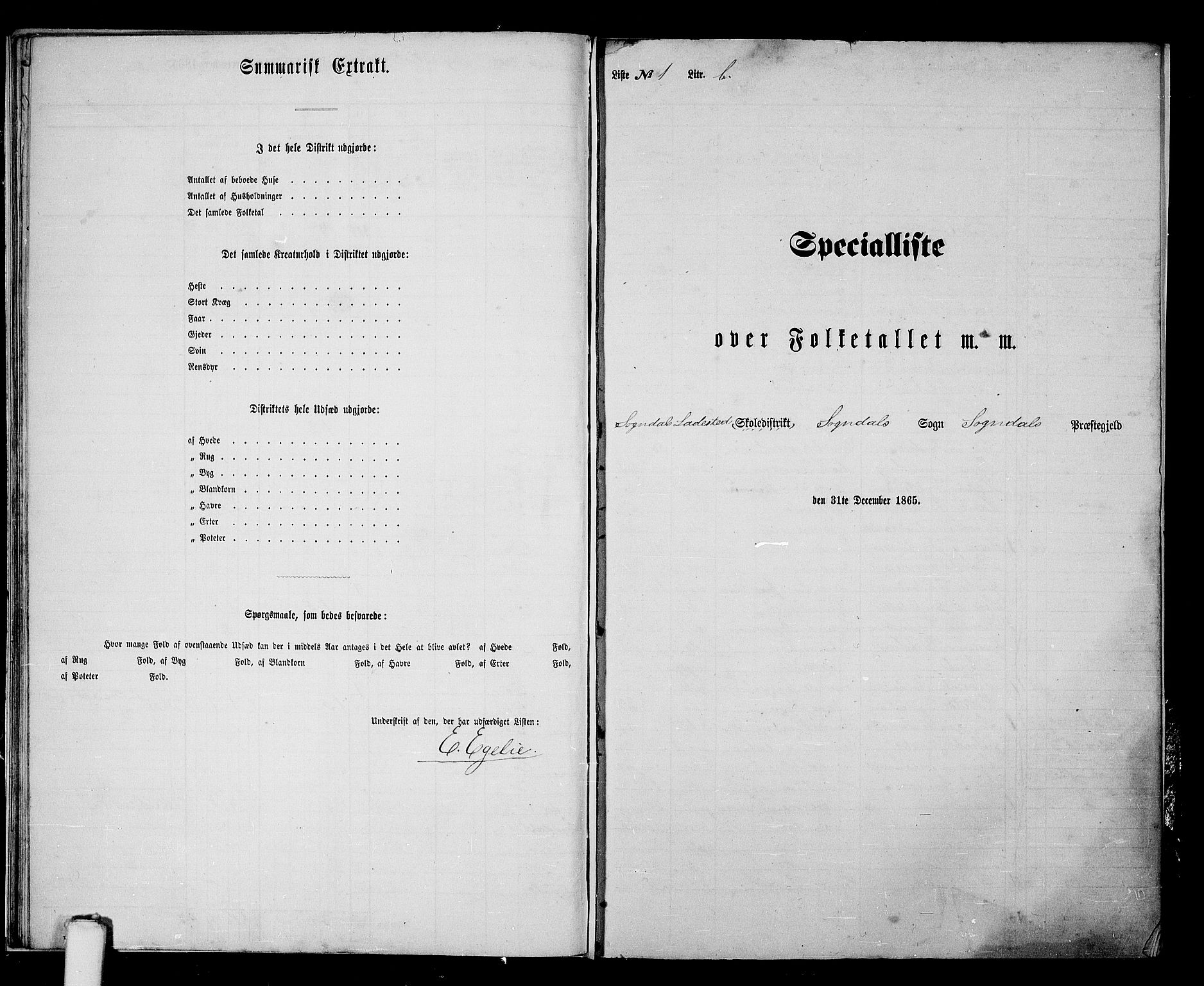 RA, 1865 census for Sokndal, 1865, p. 150