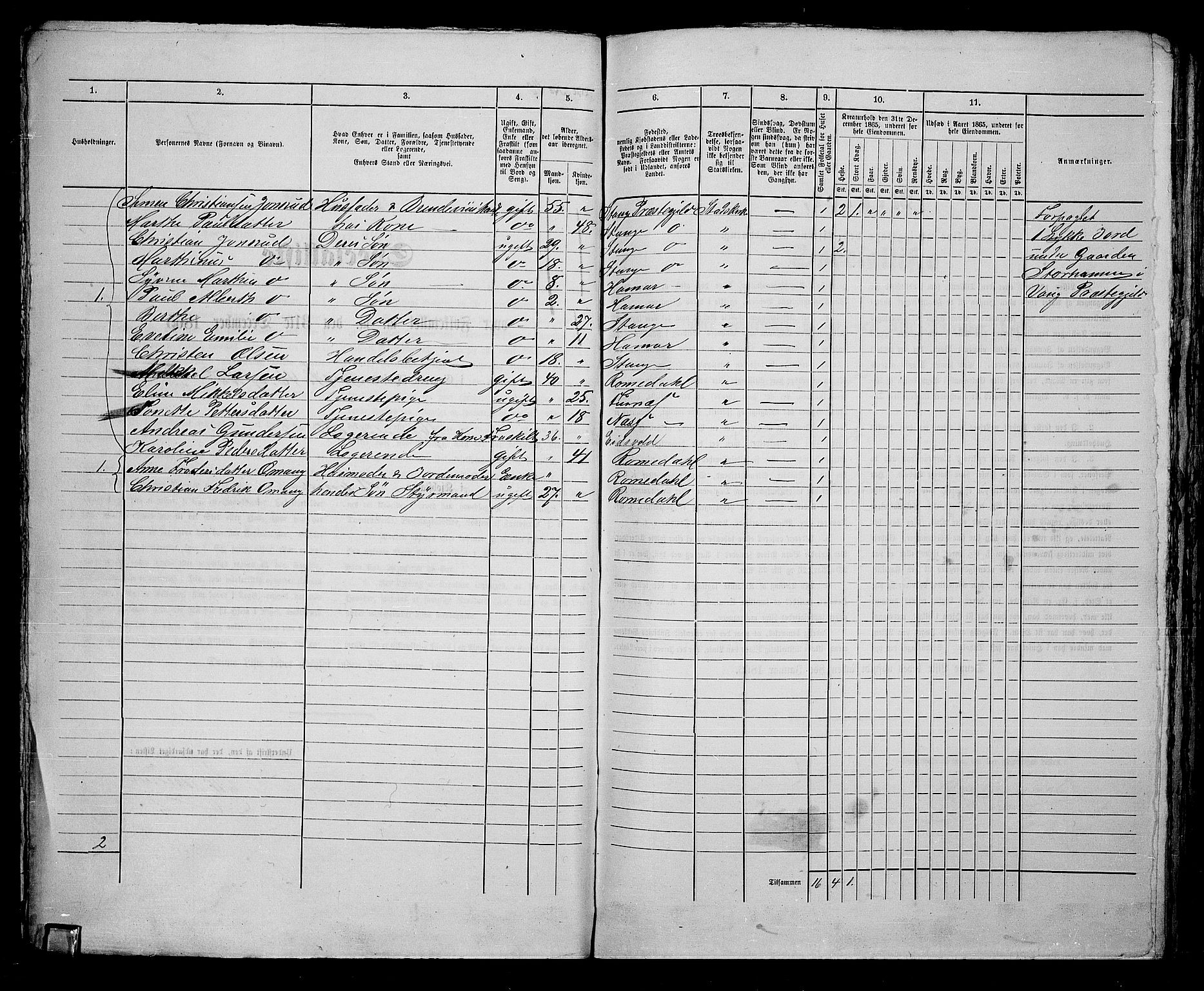 RA, 1865 census for Vang/Hamar, 1865, p. 89