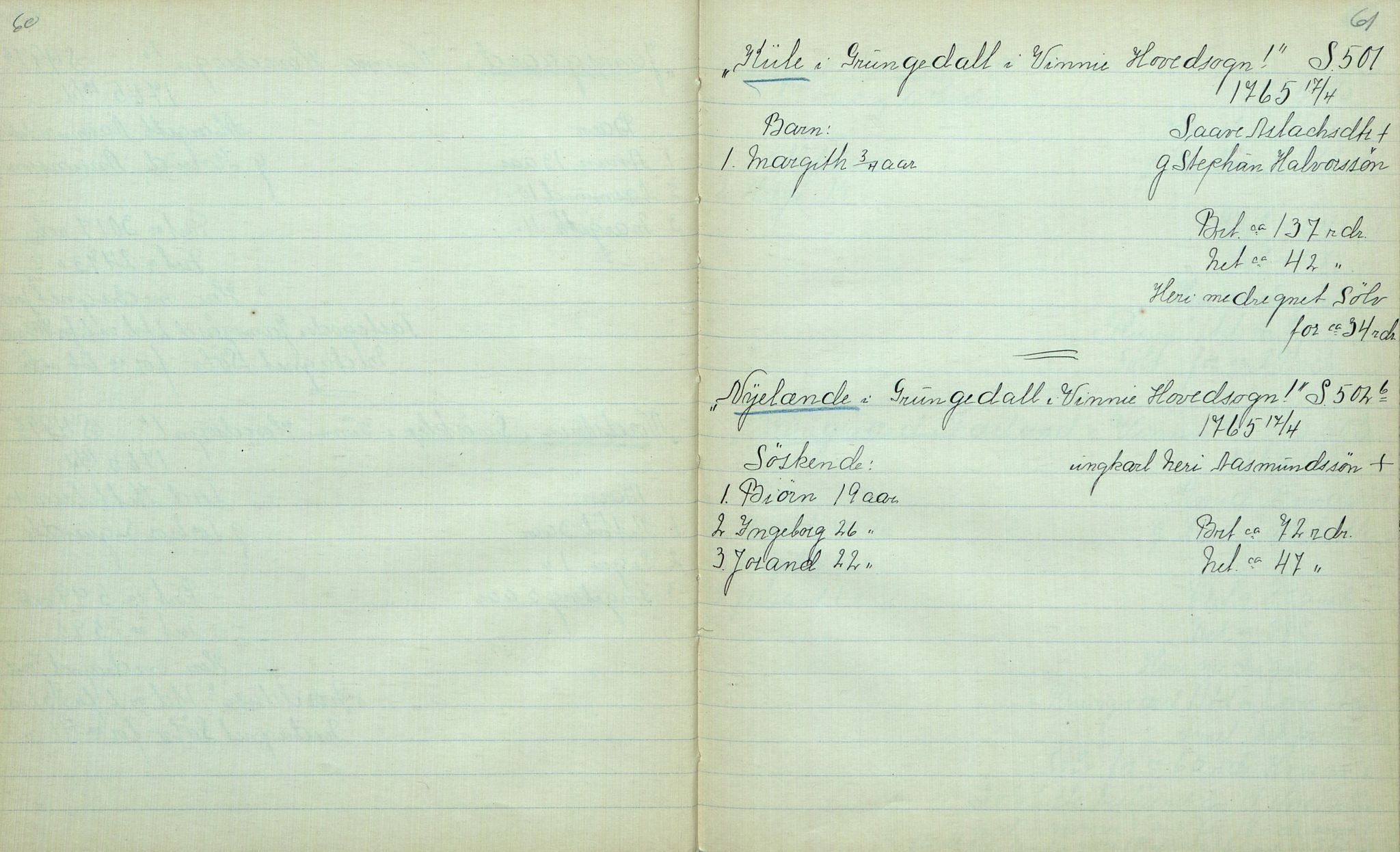 Rikard Berge, TEMU/TGM-A-1003/F/L0012/0012: 400-450 / 411 Vinje 1753-73 Skifte. R. Berge, 1917, p. 60-61
