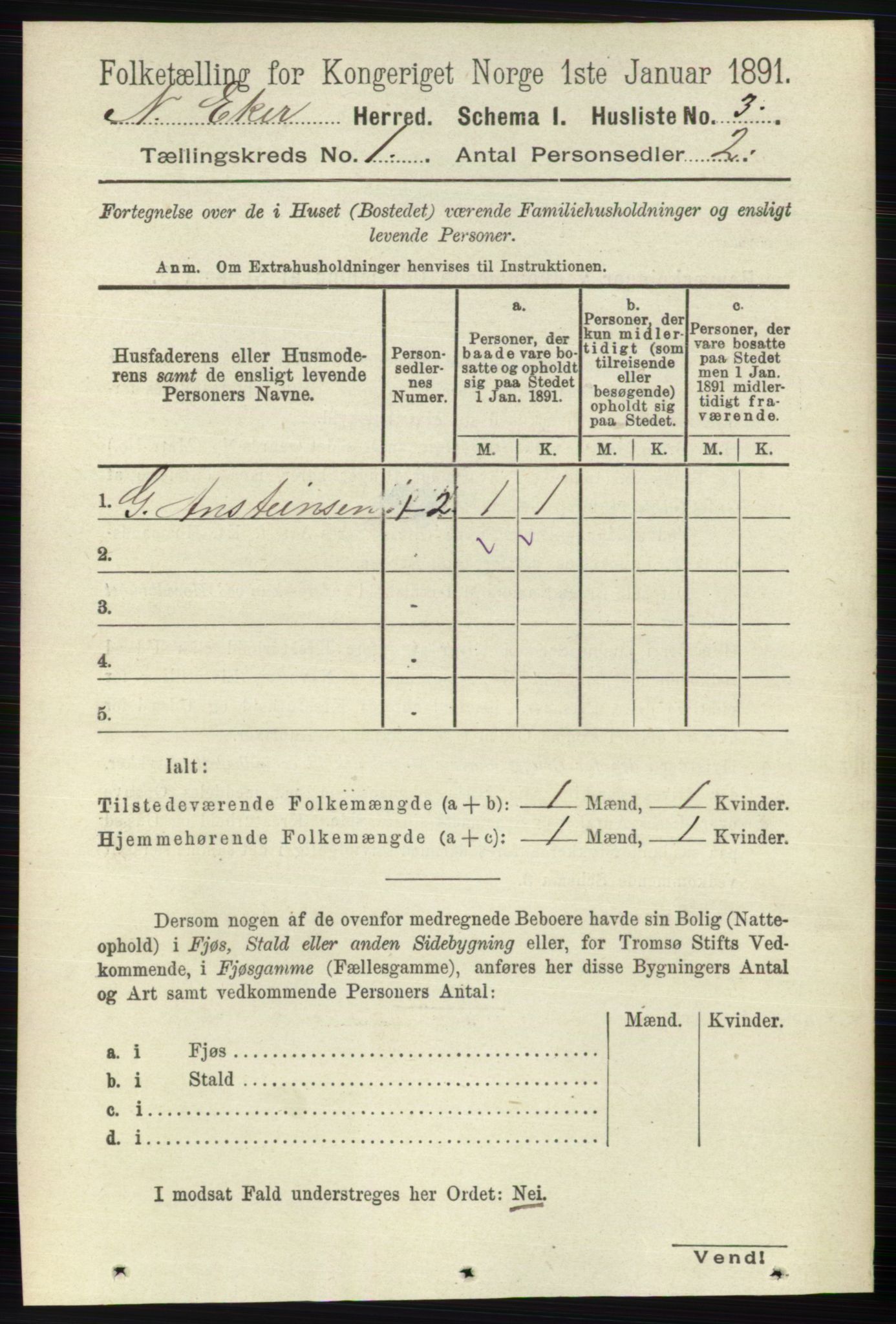 RA, 1891 census for 0625 Nedre Eiker, 1891, p. 27